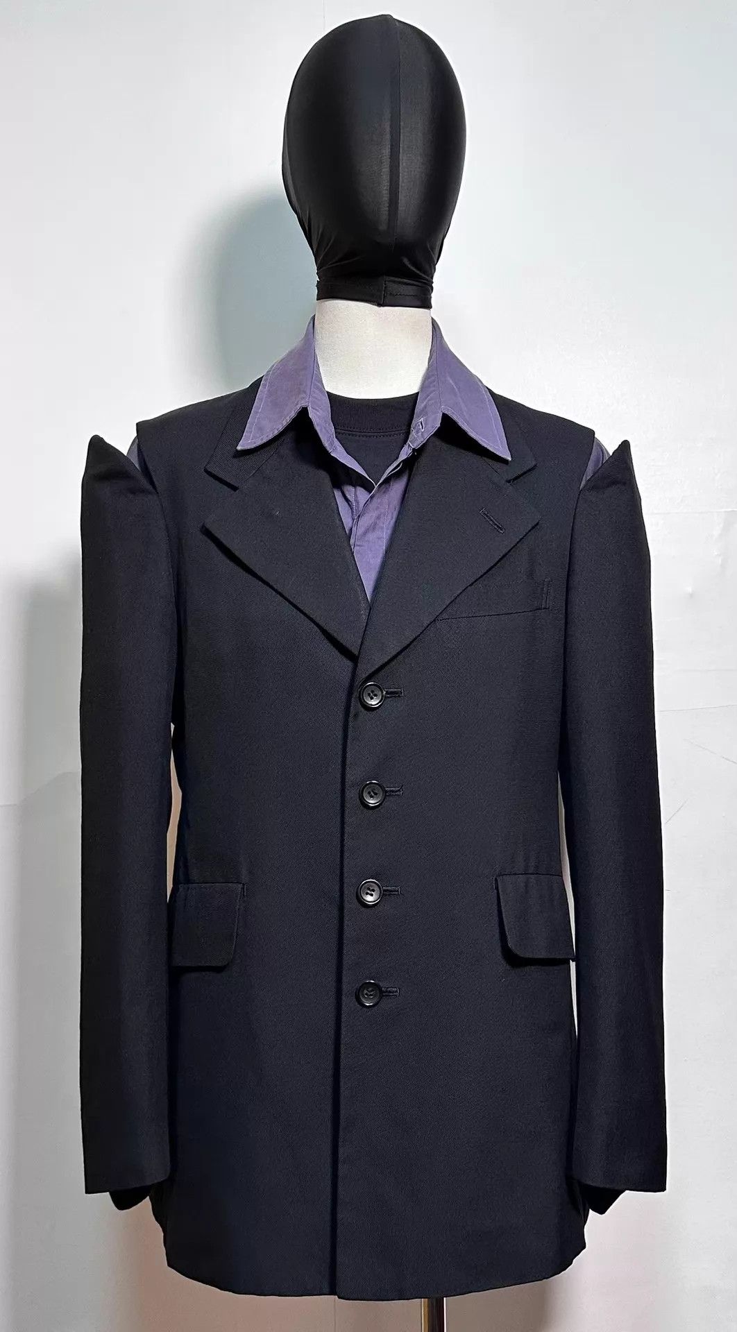 Comme des Garcons CDG Deconstructed Colorblock Black Wool Suit Jacket Size US M / EU 48-50 / 2 - 1 Thumbnail