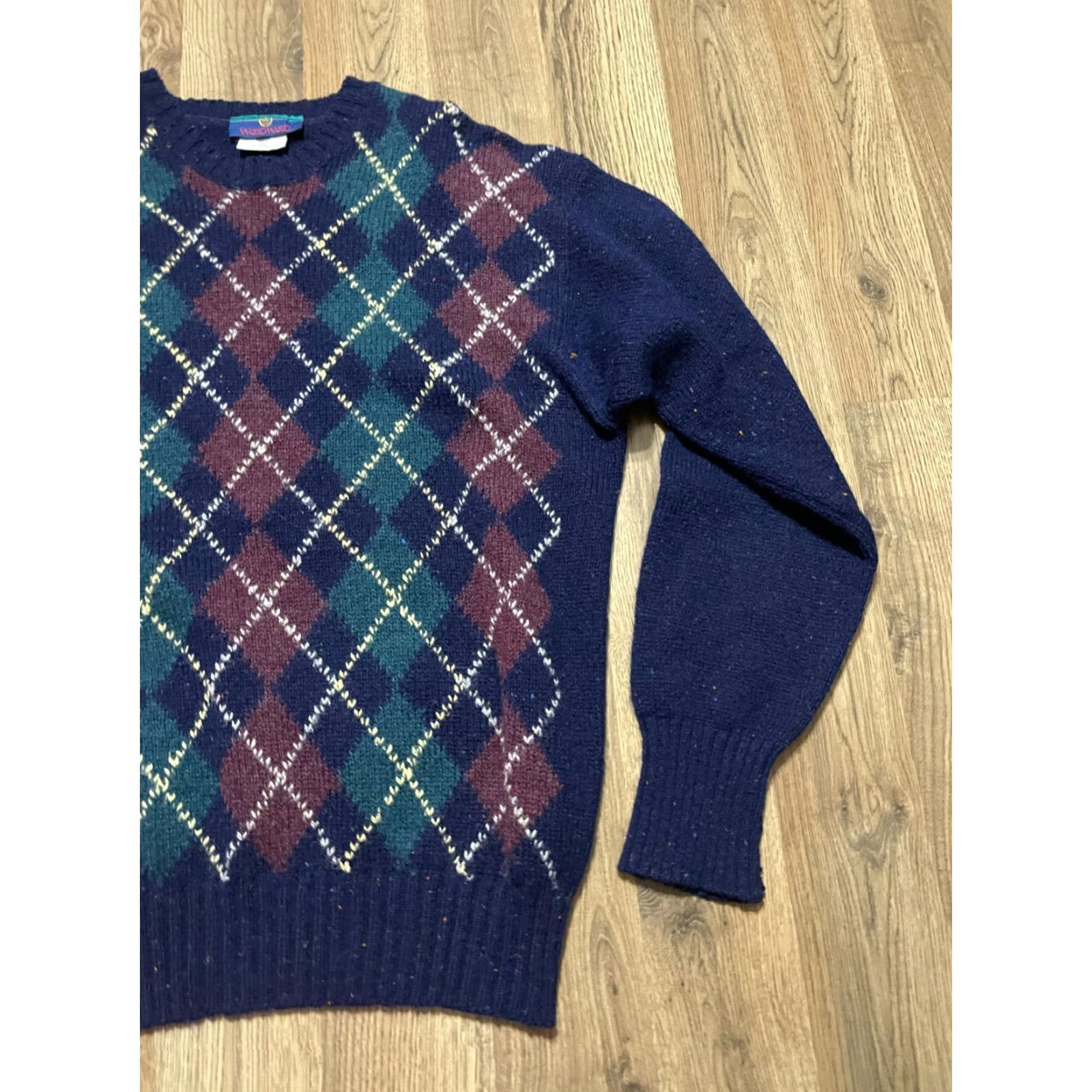 Vintage Woodward Sweater, Men's Size Medium, Pullover, Crew Neck, Long Sleeve, Regular Fit, Brown, Blue Green, Vintage Size US M / EU 48-50 / 2 - 3 Thumbnail