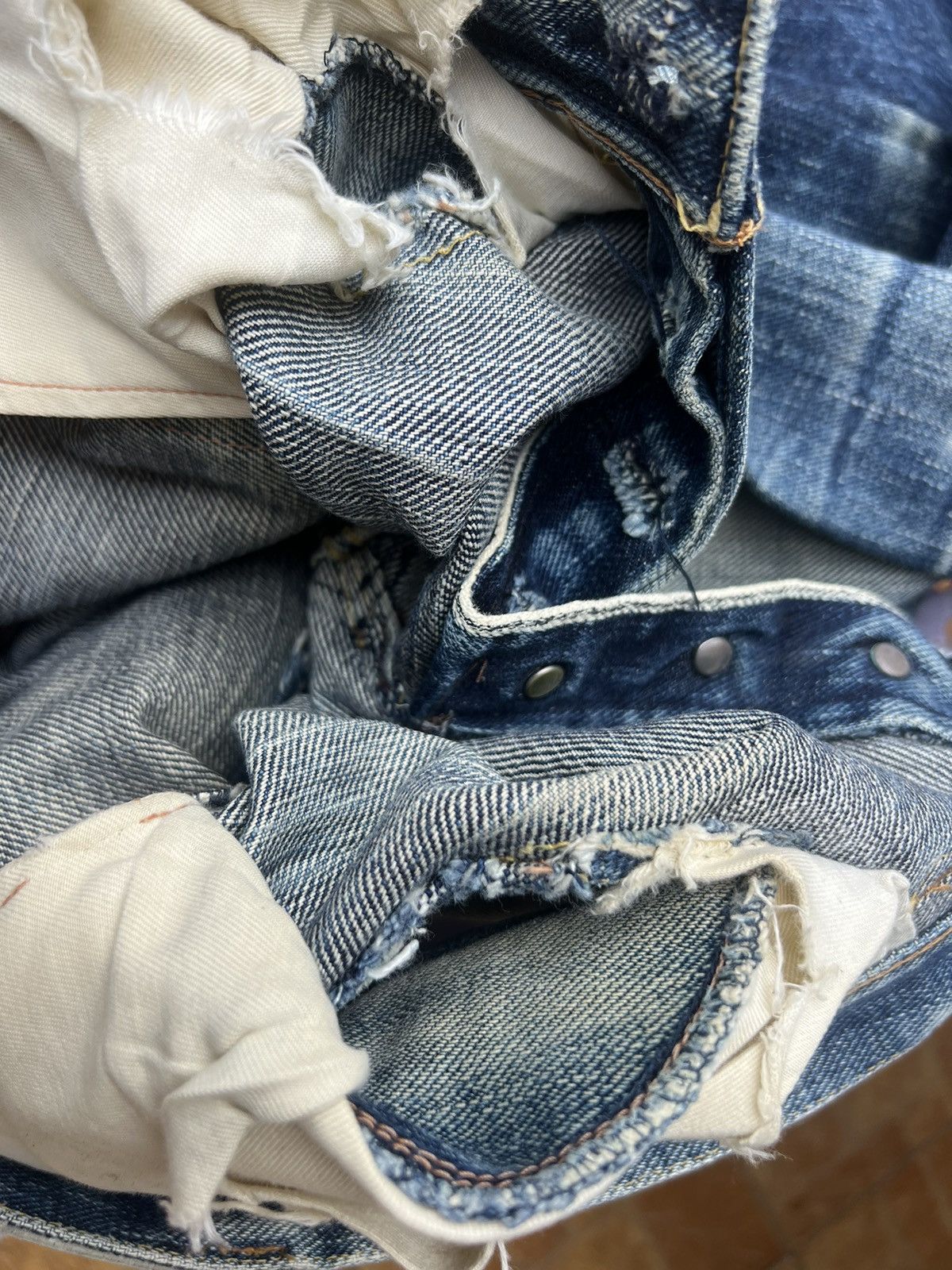 Freewheelers Trashed West Ride Japan Thick Denim Bootcut Jeans Size US 28 / EU 44 - 25 Thumbnail