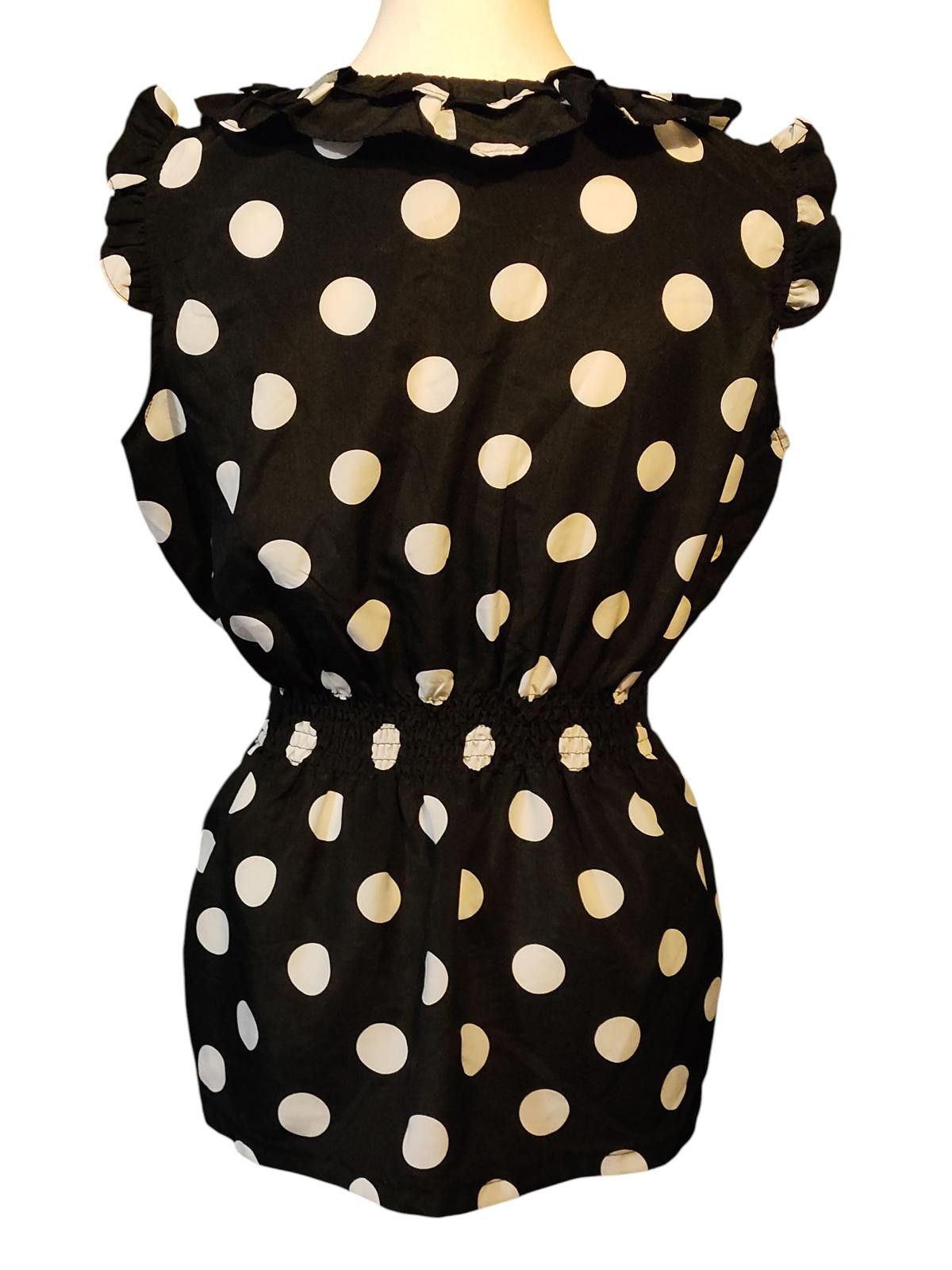 Designer Zoe Sundae Polka Dot Ruffle Sleeveless Women's Top Size L / US 10 / IT 46 - 6 Thumbnail