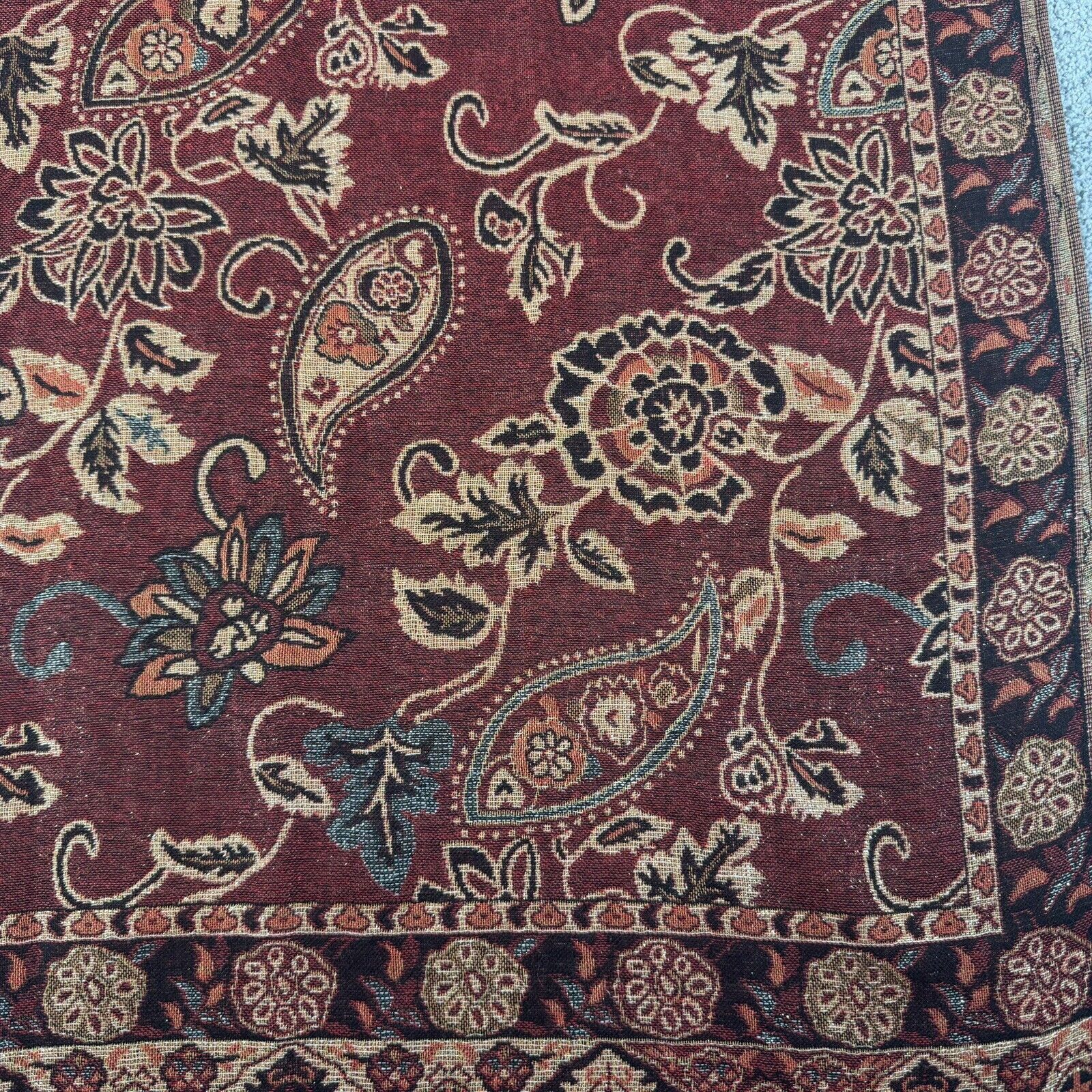 Other Paisley Floral Scarf Red Multicolor Fringe Sparkly Elegant Size ONE SIZE - 6 Thumbnail