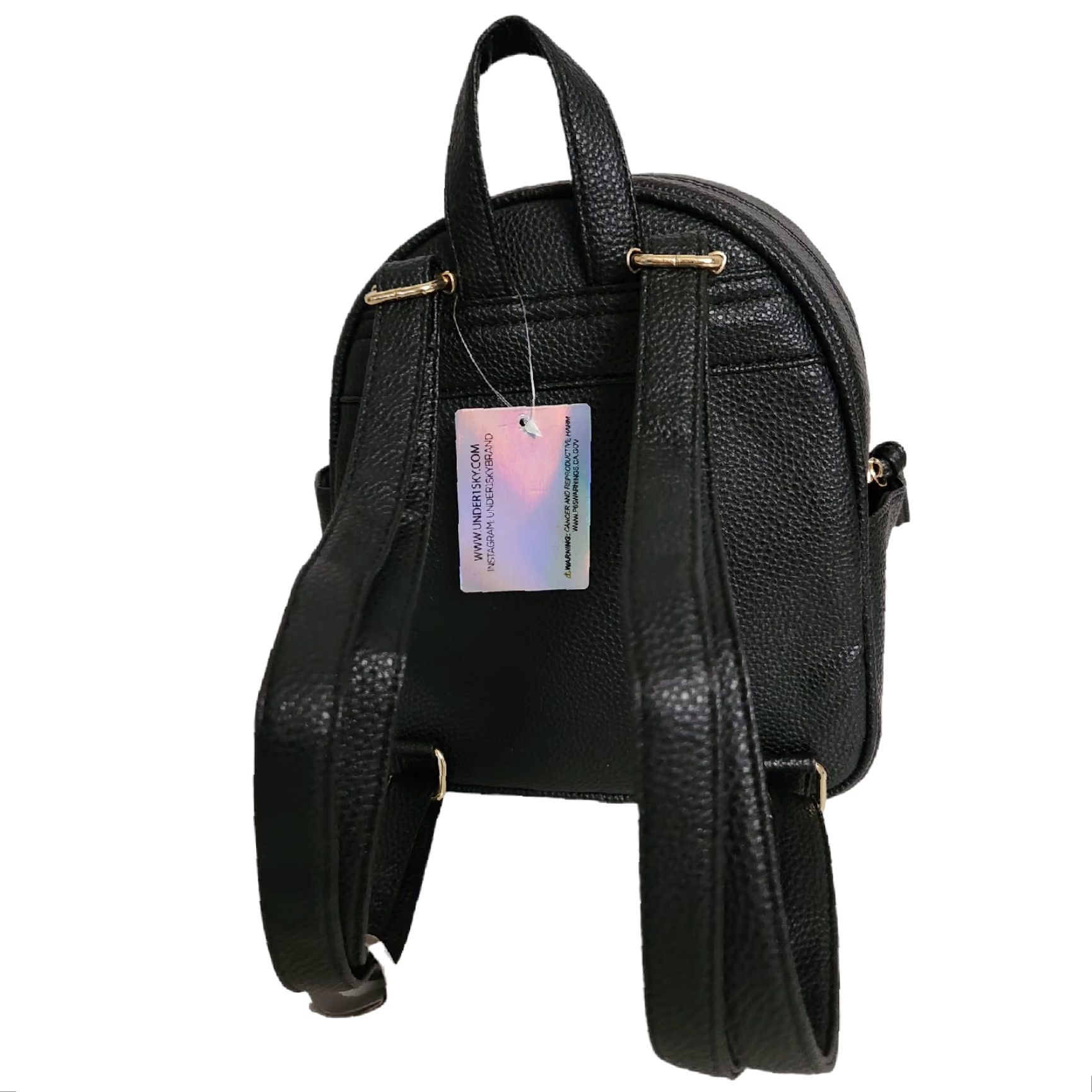 Vintage Underonesky Backpack Mini Women Gold Black Quilted Pebbled Bees Rhinestones Travel Purse Size ONE SIZE - 5 Thumbnail