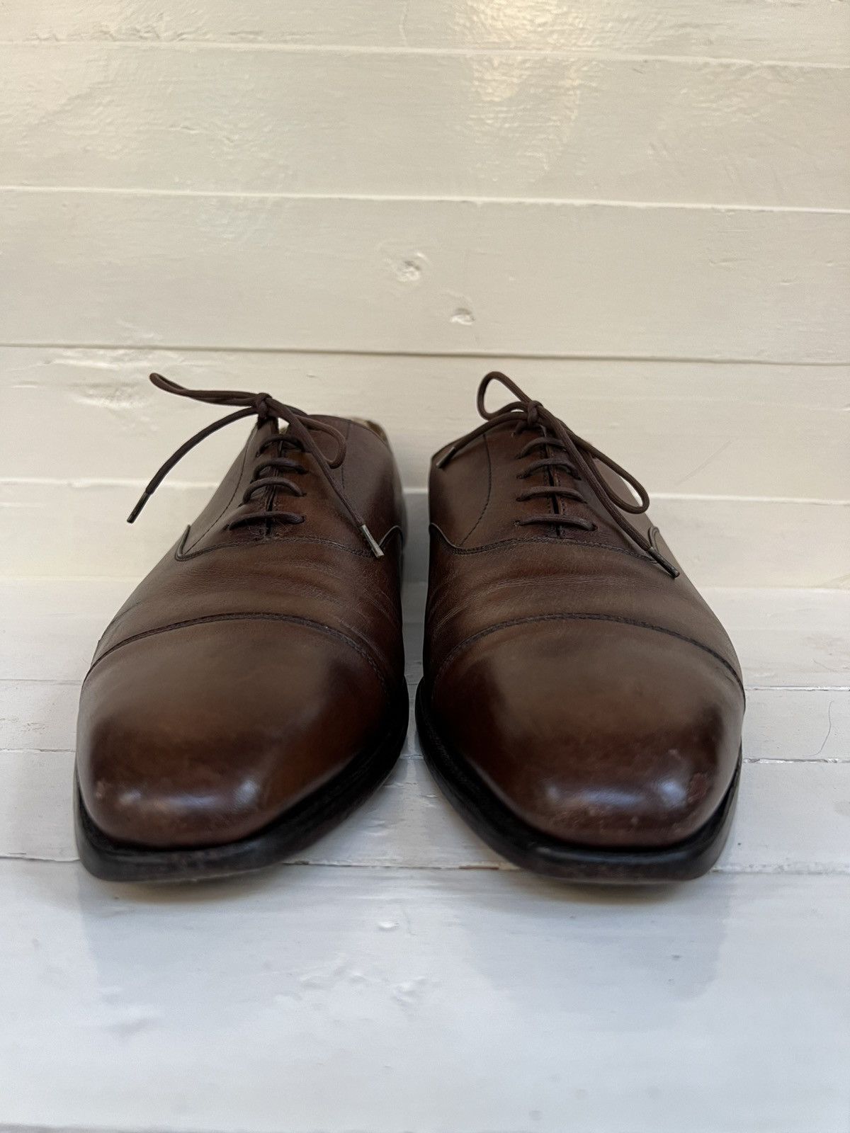 Crockett & Jones Crockett & Jones Hallam Brown Leather Cap-toe Balmoral Shoes Size US 9.5 / EU 42-43 - 2 Thumbnail