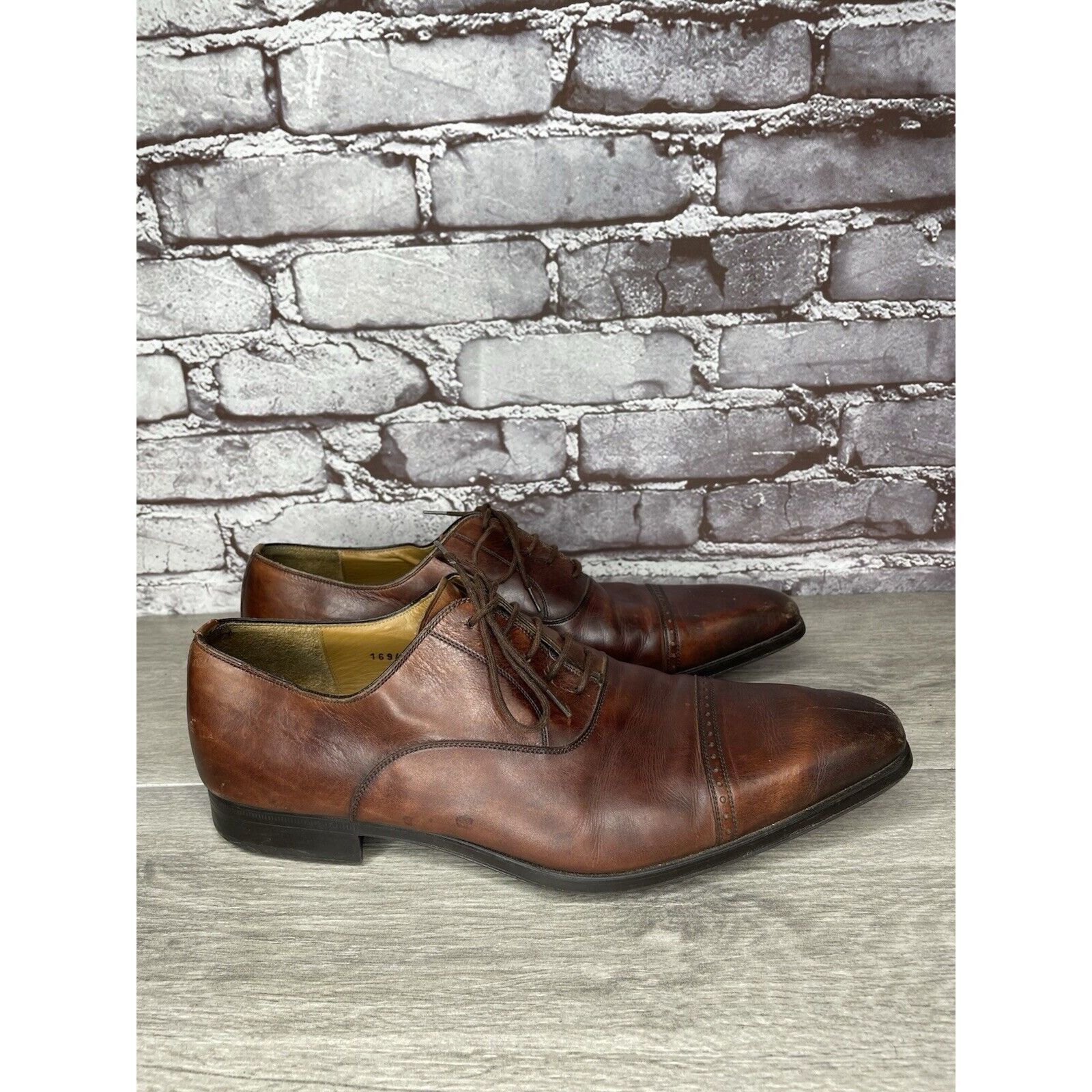 Magnanni Neiman Marcus Brown Leather Cap Toe Oxfords Shoes M