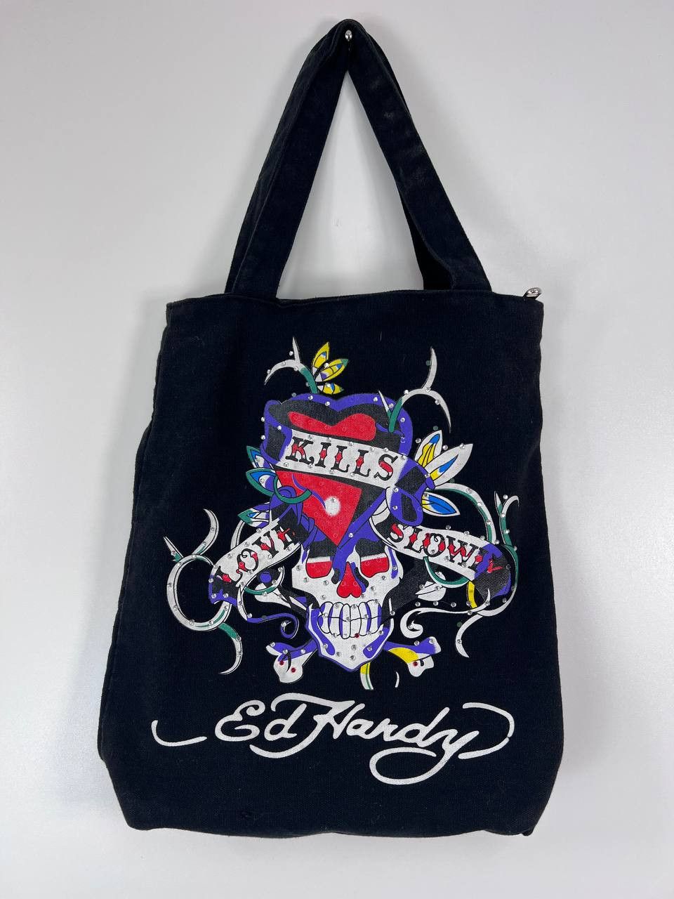 Ed Hardy Ed Hardy Love Kills Slowly Skull Tote Bag Y2k Tattoo Style Size ONE SIZE - 1 Thumbnail