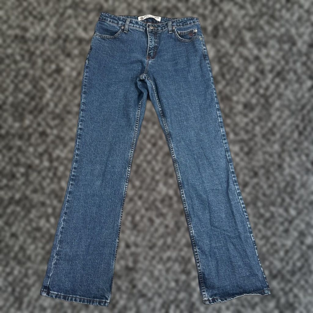 Harley Davidson VINTAGE Harley Davidson Jeans Womens Bootcut 10 Denim Blue 90s Motorcycle Embroidered Reworked Size 32" / US 10 / IT 46 - 1 Thumbnail