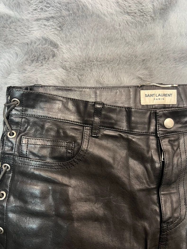 Saint Laurent Leather Pants with Side Braiding-2507