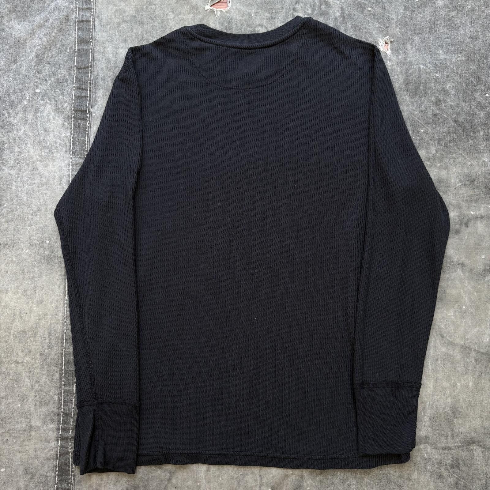 Fruit Of The Loom Vintage Y2K Black Grunge Skater Thermal Waffle Knit Shirt Size US XL / EU 56 / 4 - 4 Thumbnail