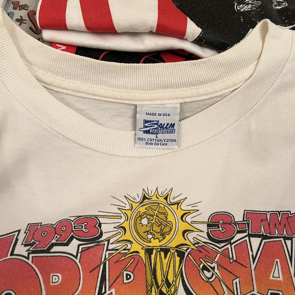 NBA × Salem Sportswear × Vintage Vintage Chicago Bulls NBA World Champions 1993 3-peat Size US XL / EU 56 / 4 - 3 Thumbnail