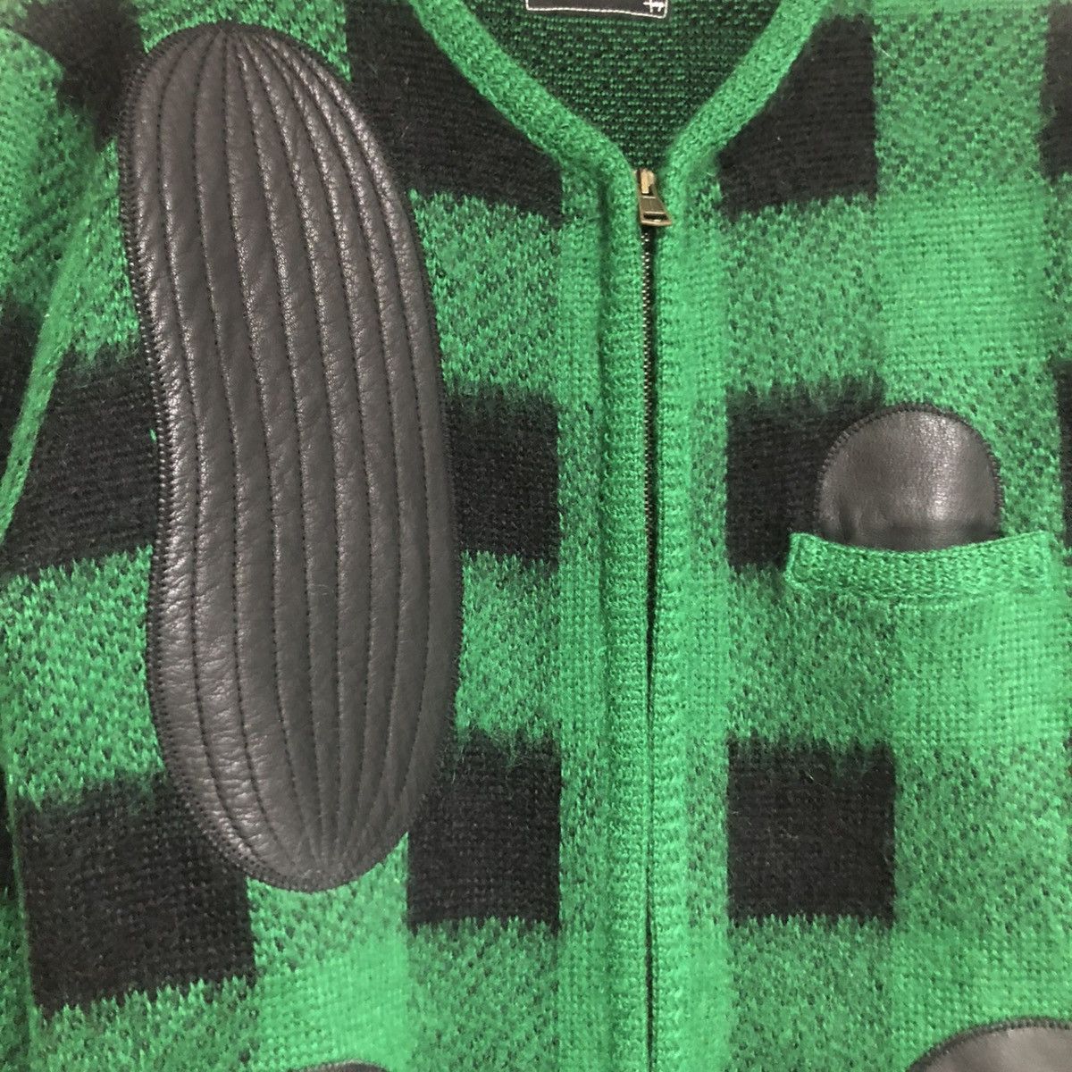 Number (N)ine 08AW CACTUS LEATHER ELBOW PATCH BRUSHED MOHAIR CARDIGAN Size US M / EU 48-50 / 2 - 3 Thumbnail