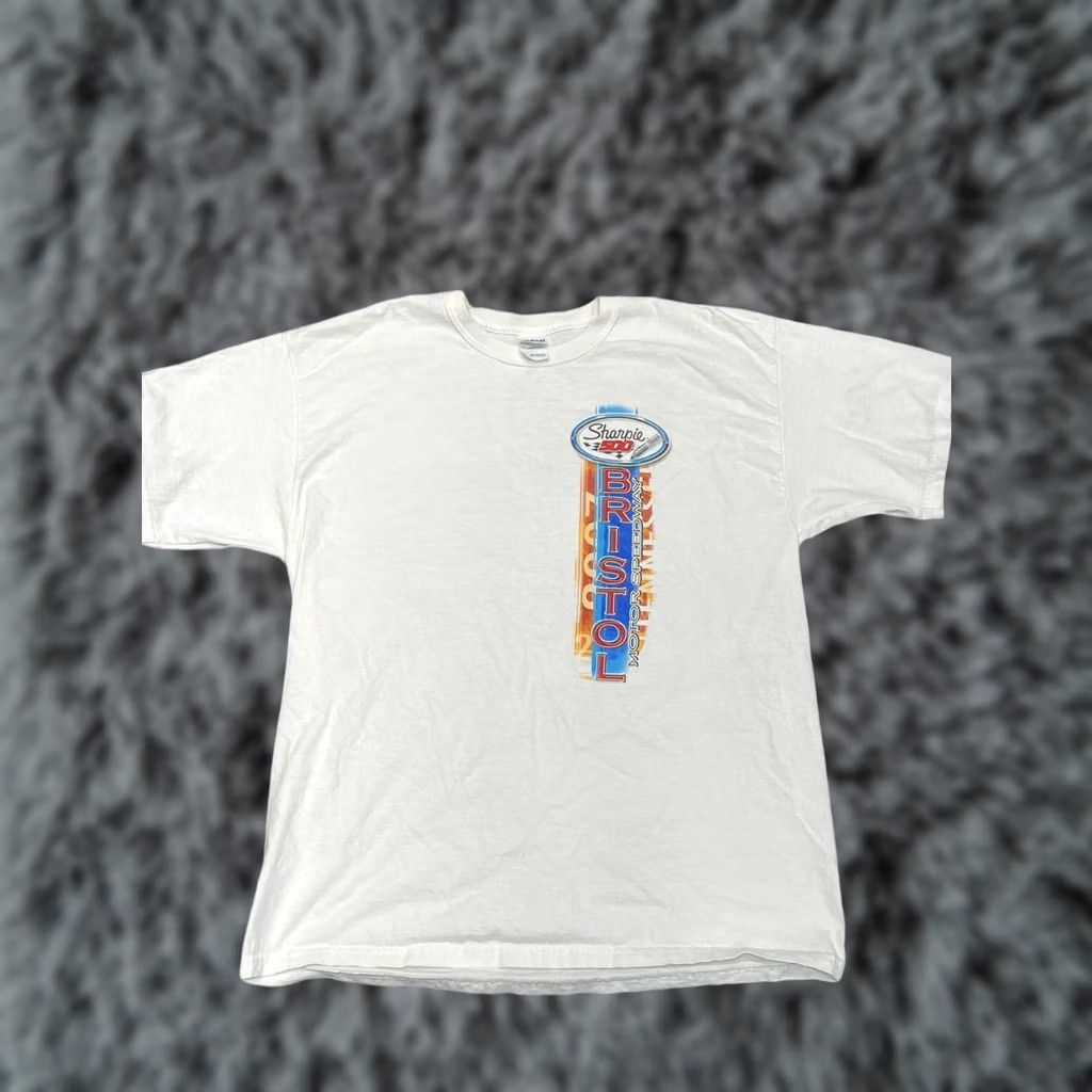 NASCAR VINTAGE Gilden T-Shirt Bristol Motor Speedway Sharpie 500 Racing White XL Men Size US XL / EU 56 / 4 - 1 Thumbnail