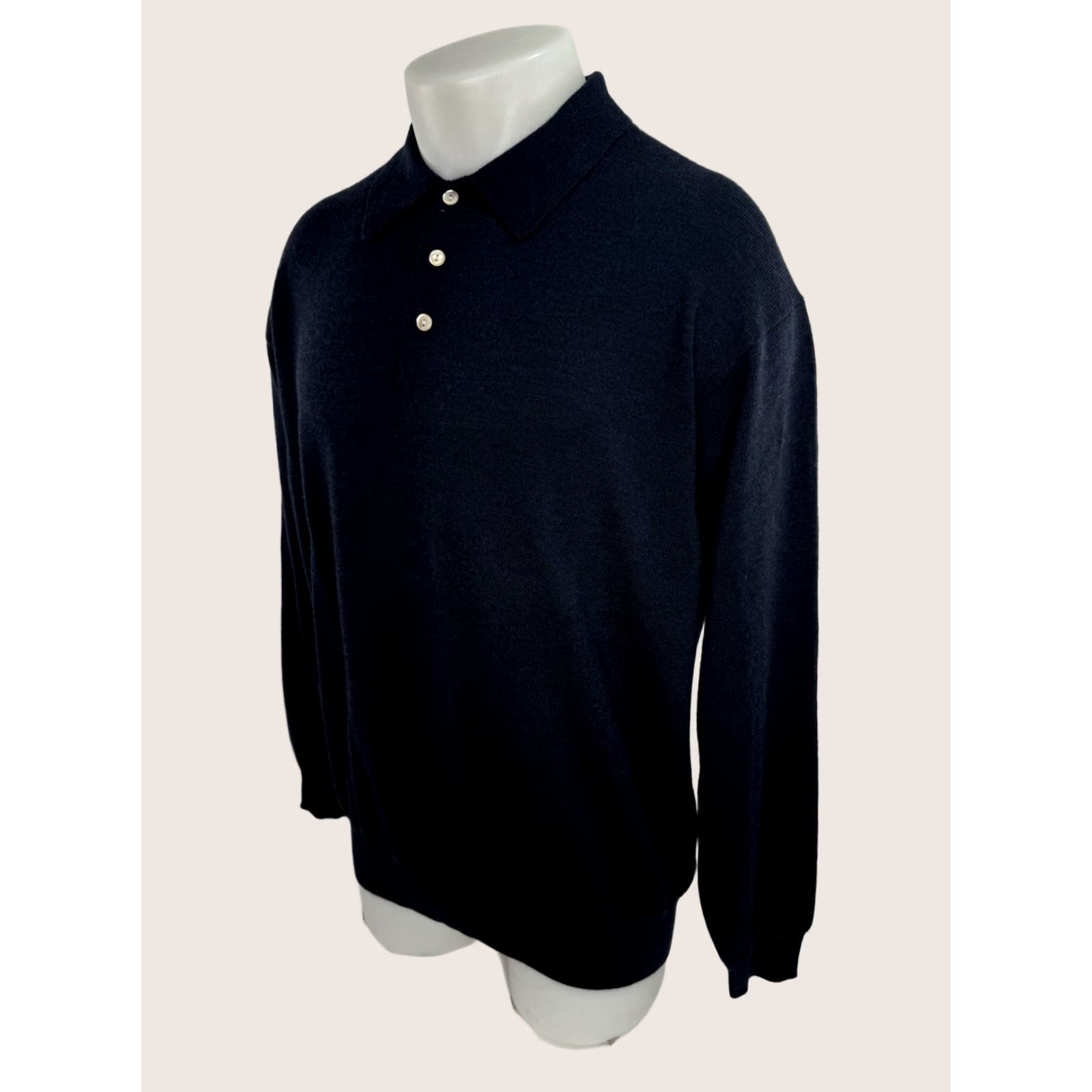 Peter Millar PETER MILLAR Sweater Collared L Blue Silk Wool Cashmere / Silk / Wool Knit Pullover - SMALL FLAW Mens L Size US L / EU 52-54 / 3 - 1 Thumbnail