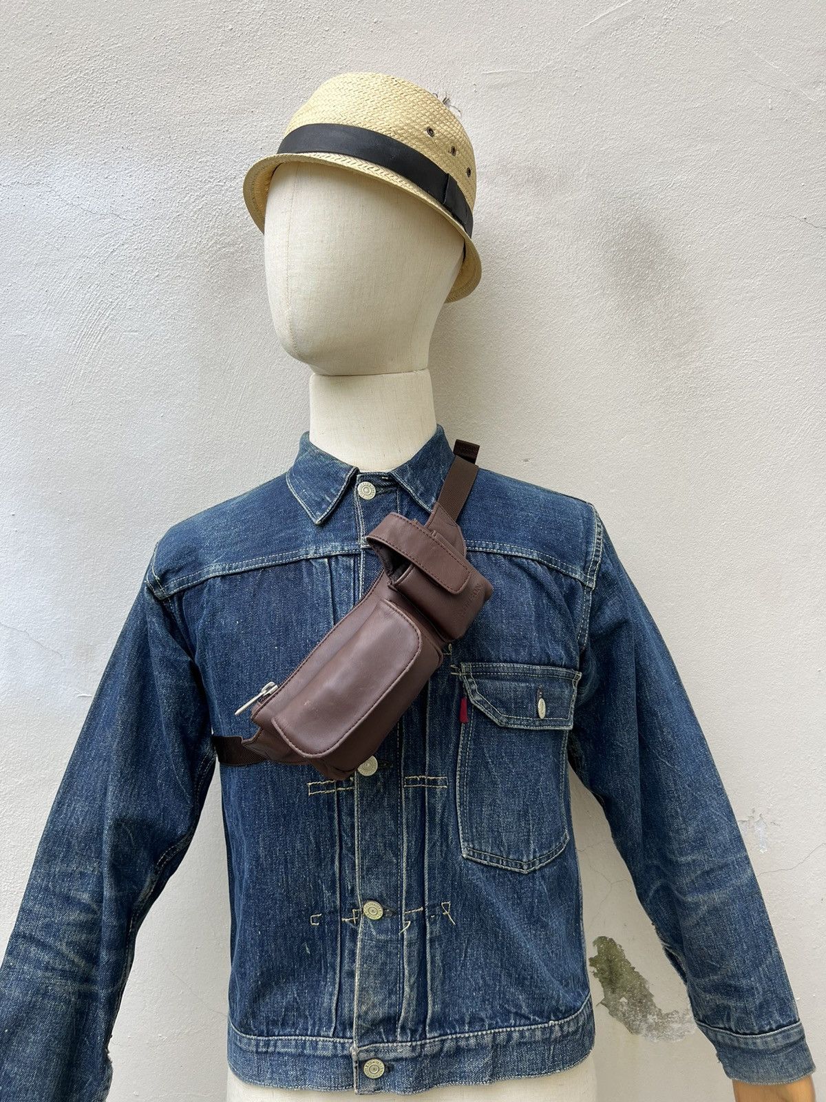 Leather VTG RONSON L.V.ARONSON Patina Brown Leather Mini Pouch Bag Size ONE SIZE - 3 Thumbnail