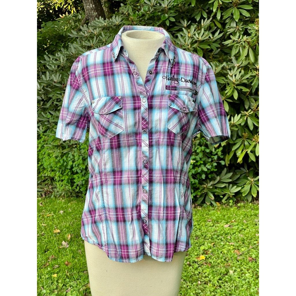 Harley Davidson Women's Plaid Harley Davidson Snap Front Short Sleeve M Size M / US 6-8 / IT 42-44 - 1 Thumbnail