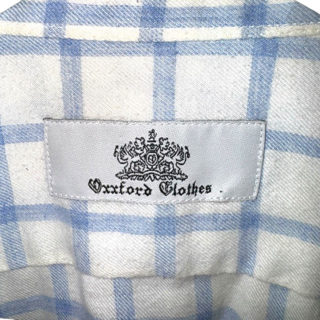 Oxxford Clothes Oxxford Clothes White & Blue Check Flannel Button Down Shirt Size US L / EU 52-54 / 3 - 2 Thumbnail