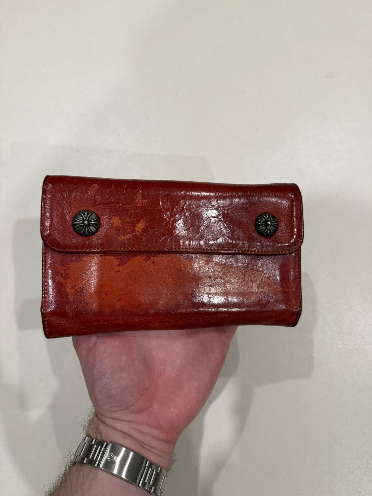 Chrome Hearts Chrome Hearts Wave Wallet Leather Suede Silver Cross Balls Size ONE SIZE - 15 Thumbnail