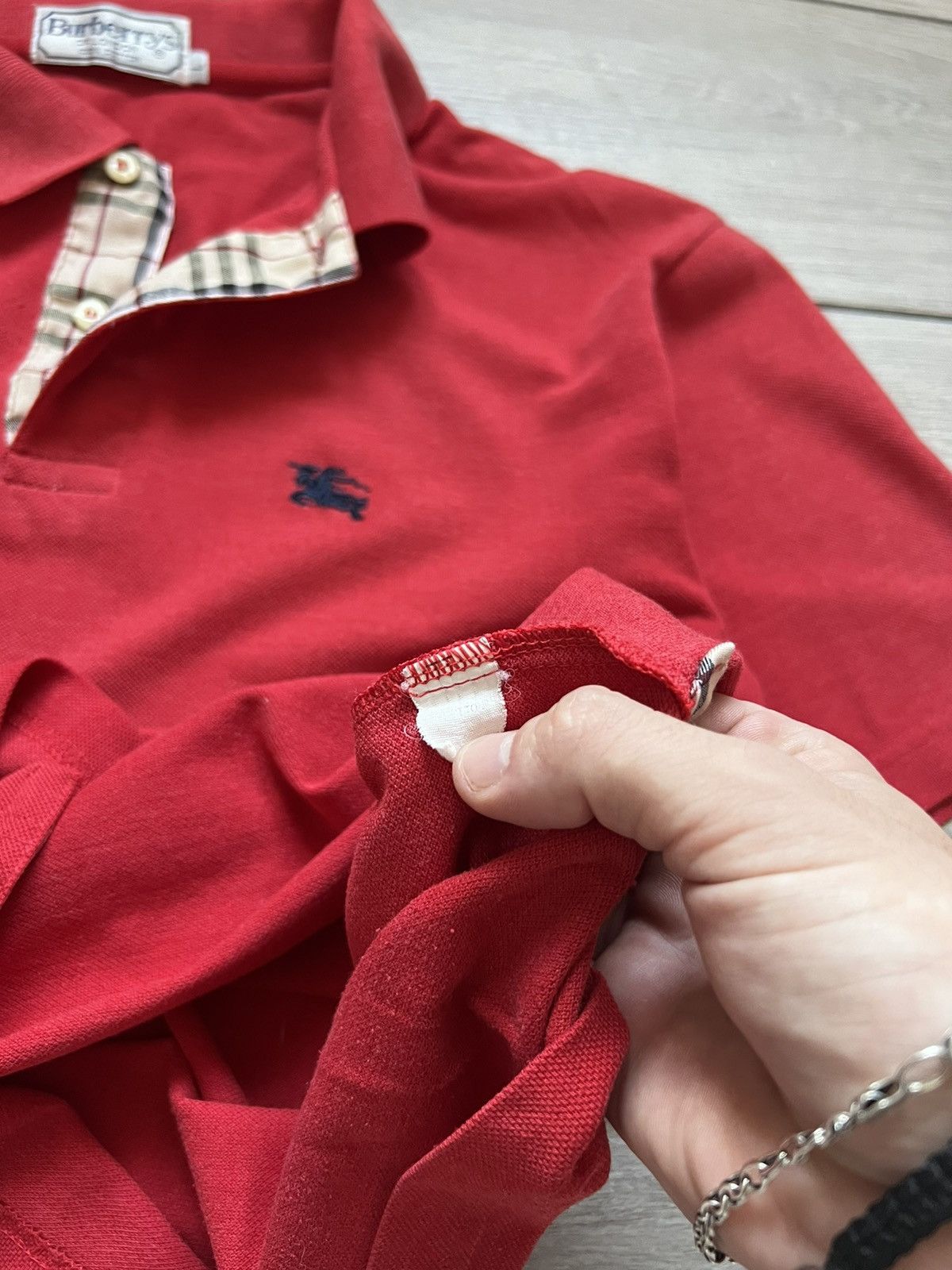 Burberry Burberry Vintage Polo T-shirt Mini Logo Red L Size Size US L / EU 52-54 / 3 - 7 Thumbnail