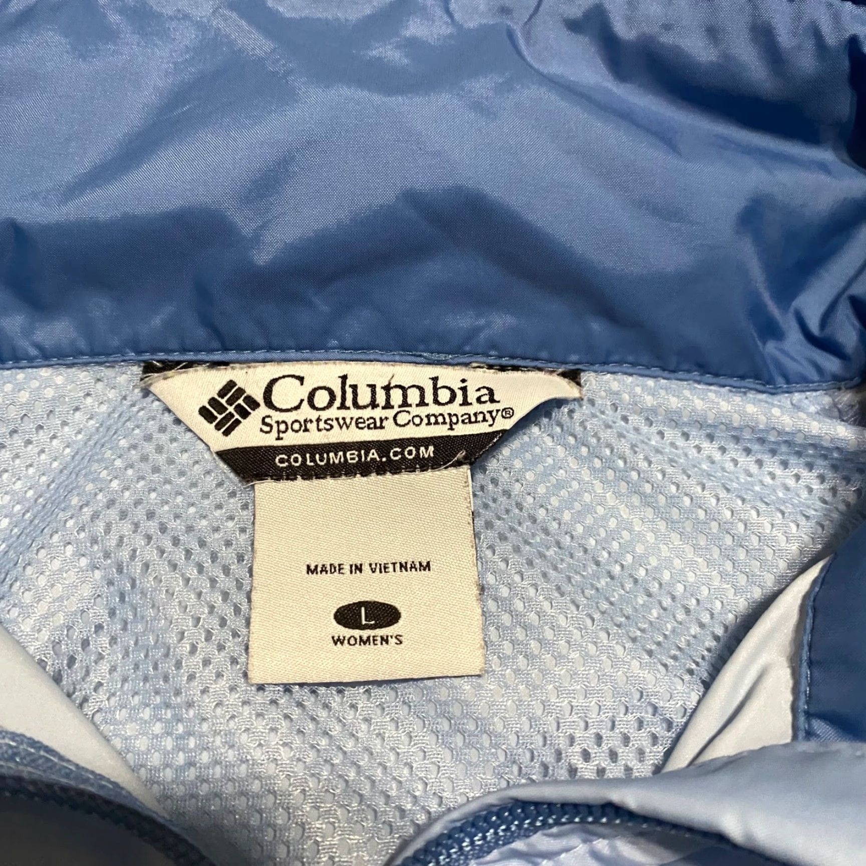 Vintage Columbia Windbreaker Jacket Womens Large Blue Full Zip Hooded Packable Lightweight Softshell Size L / US 10 / IT 46 - 3 Thumbnail