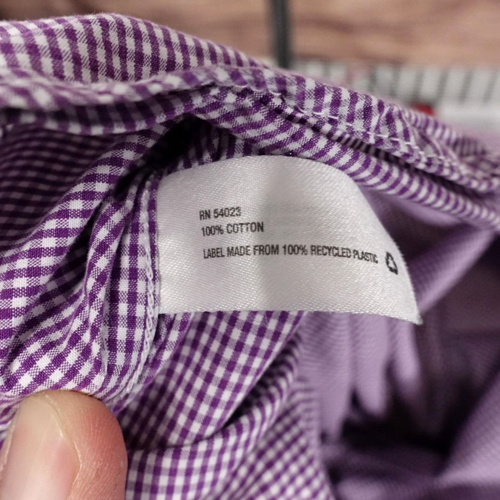 Gap Gap Mens Medium Purple Gingham Check Button Down Long Sleeve Size US M / EU 48-50 / 2 - 7 Thumbnail