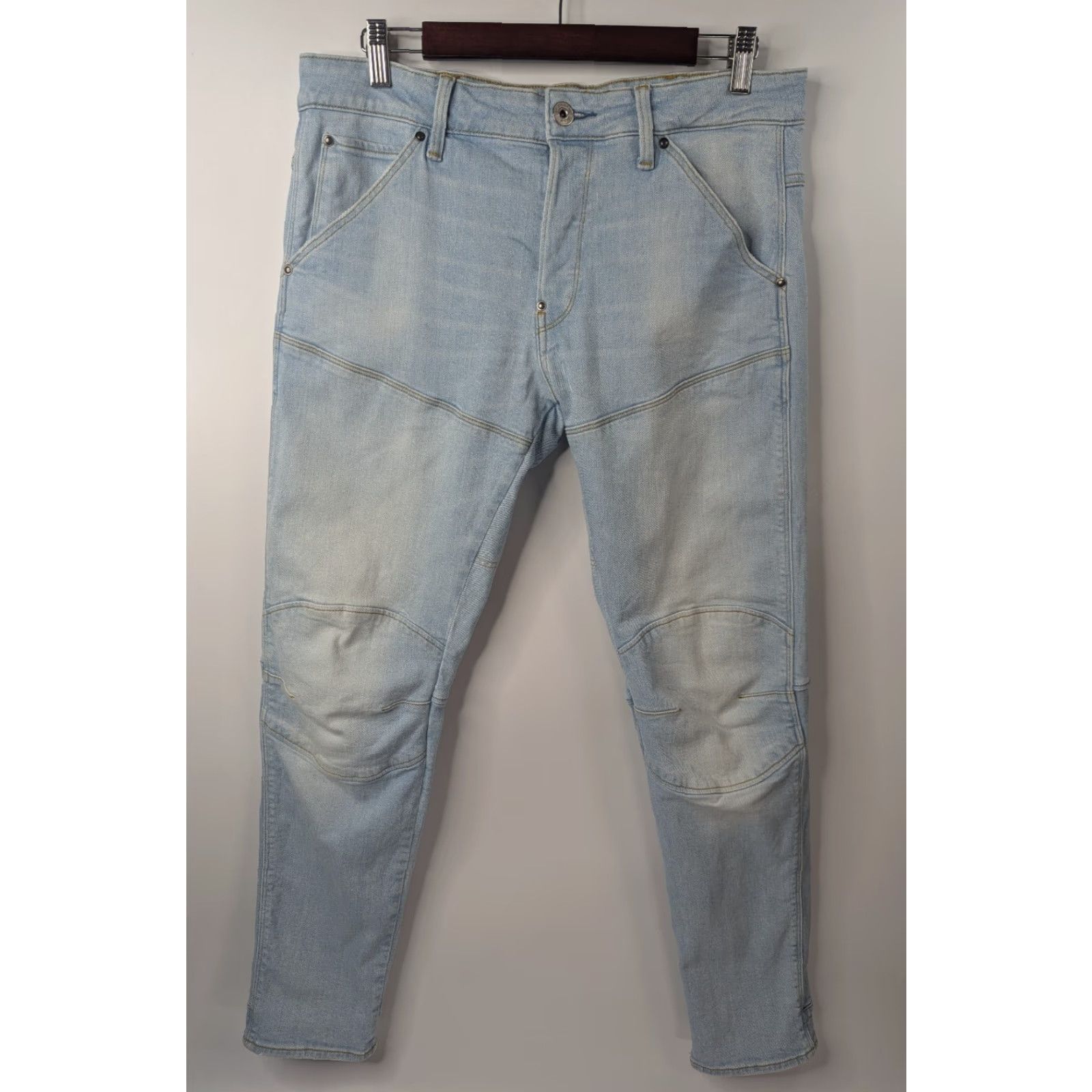G-Star G Star Raw 5620 3D Slim Jeans Mens 32x30 Blue Denim Button Fly Double Knee Light Men Jeans 3D Slim Blue Denim Button Fly 32x30 G-Star Elwood 5620 Size US 32 / EU 48 - 2 Thumbnail