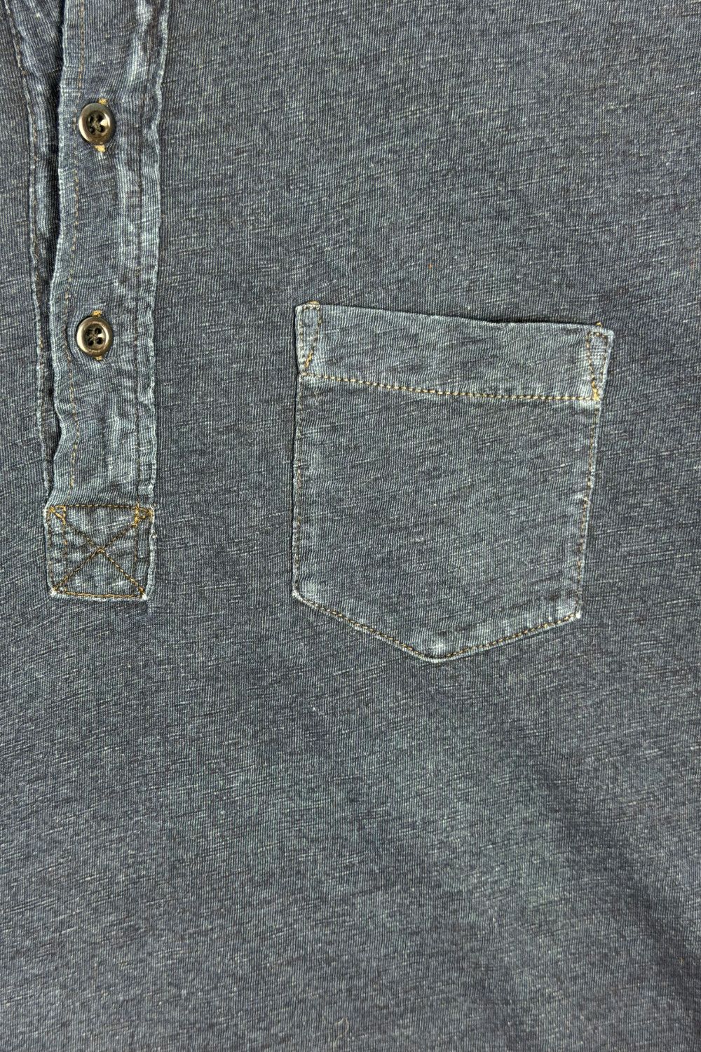 RRL Double RL Indigo Dyed Slub Jersey Polo Shirt image 9