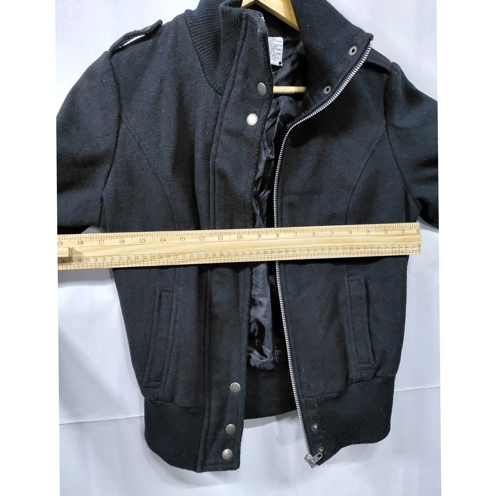 Vintage Voice Bomber Jacket - Black Wool Blend Size M / US 6-8 / IT 42-44 - 5 Thumbnail