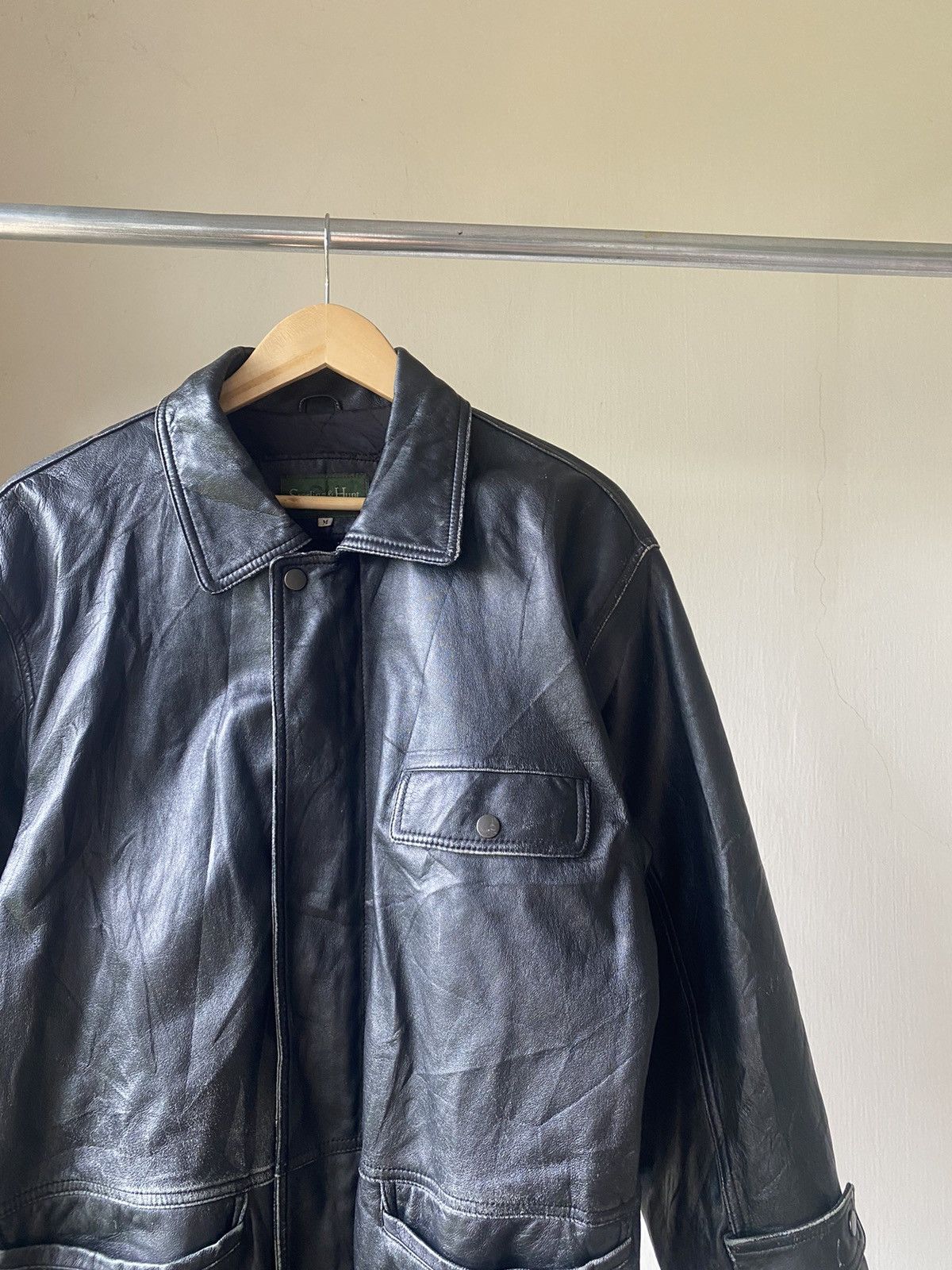 Vintage HUNT SHEEPSKIN LEATHER JACKET CASUAL 90s PUNK LGB Size US M / EU 48-50 / 2 - 5 Thumbnail