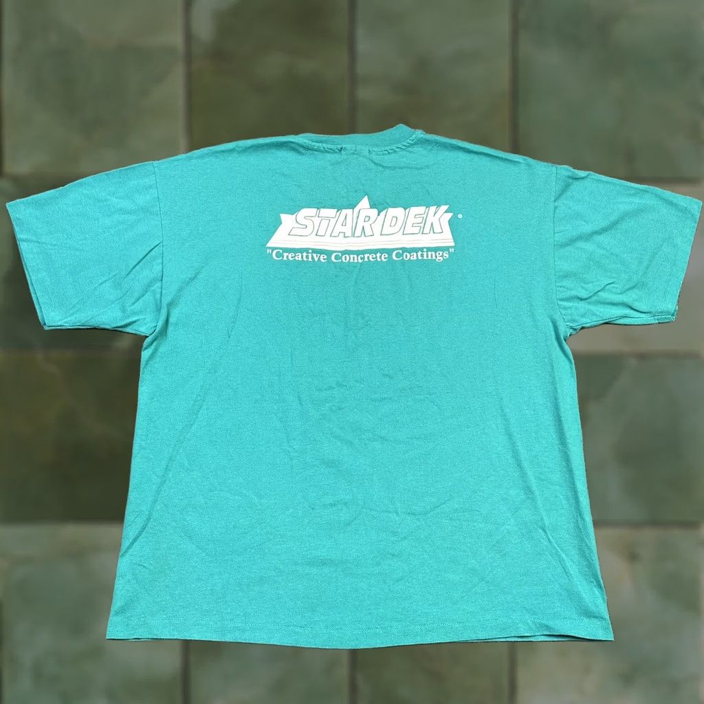 Hanes VINTAGE Stardek Concrete Coating Double Sided T Shirt Hanes 90s Adult XL Green Short Sleeve Crew Neck Men Size US XL / EU 56 / 4 - 1 Thumbnail