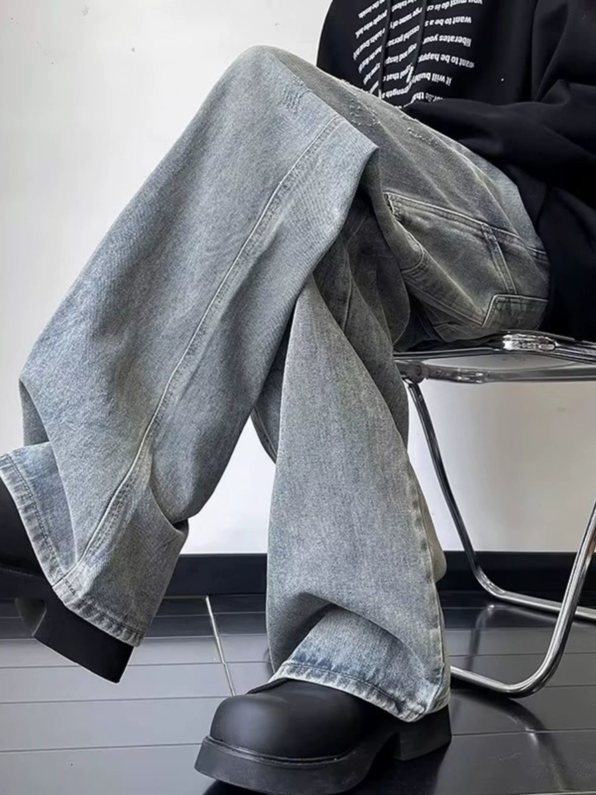 Japanese Brand Men's Retro High Street Washed Straight Leg Jeans Size US 32 / EU 48 - 3 Thumbnail