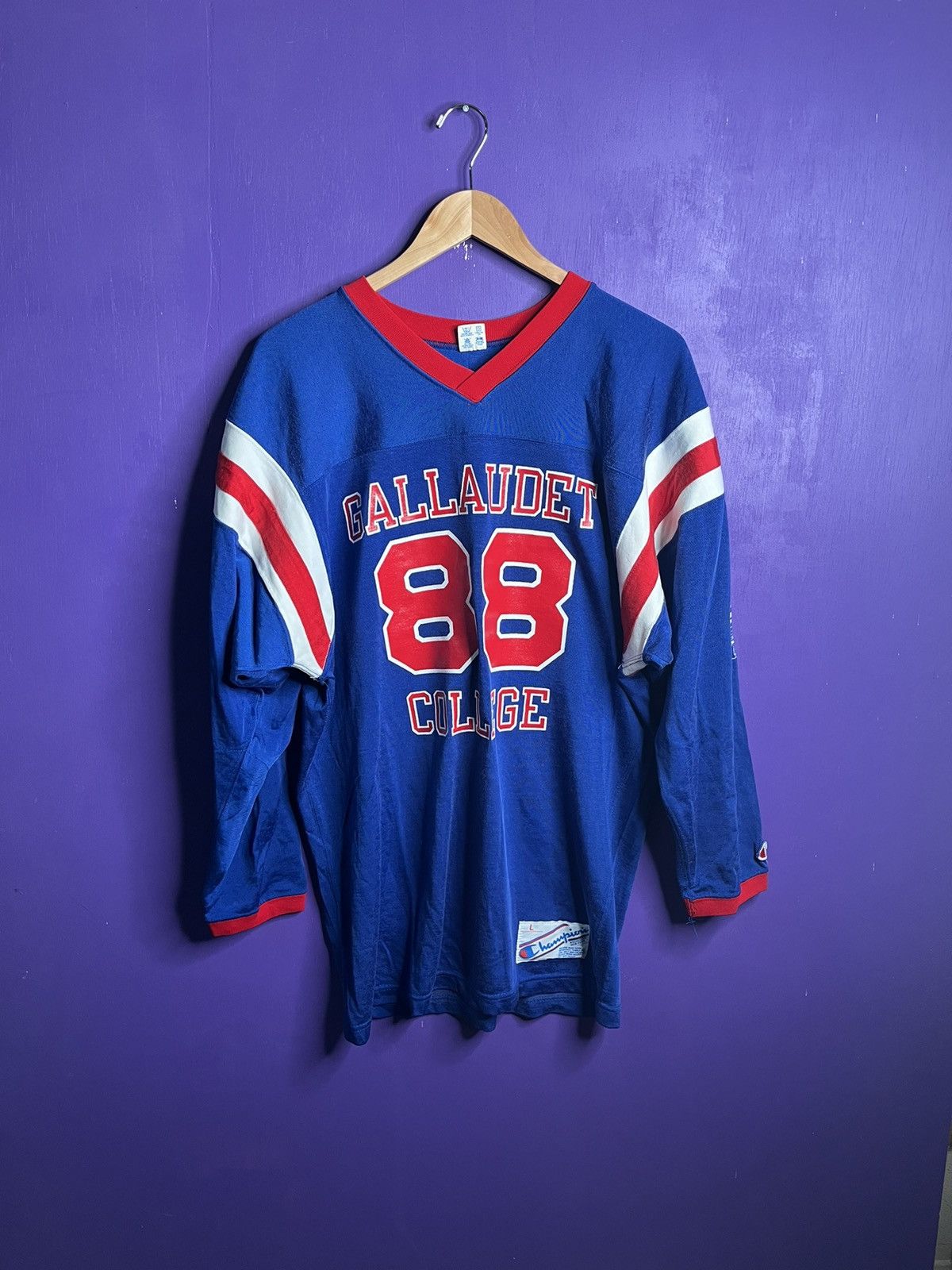 Champion × Vintage Vintage 80s Champion Gallaudet college jersey Size US L / EU 52-54 / 3 - 1 Thumbnail