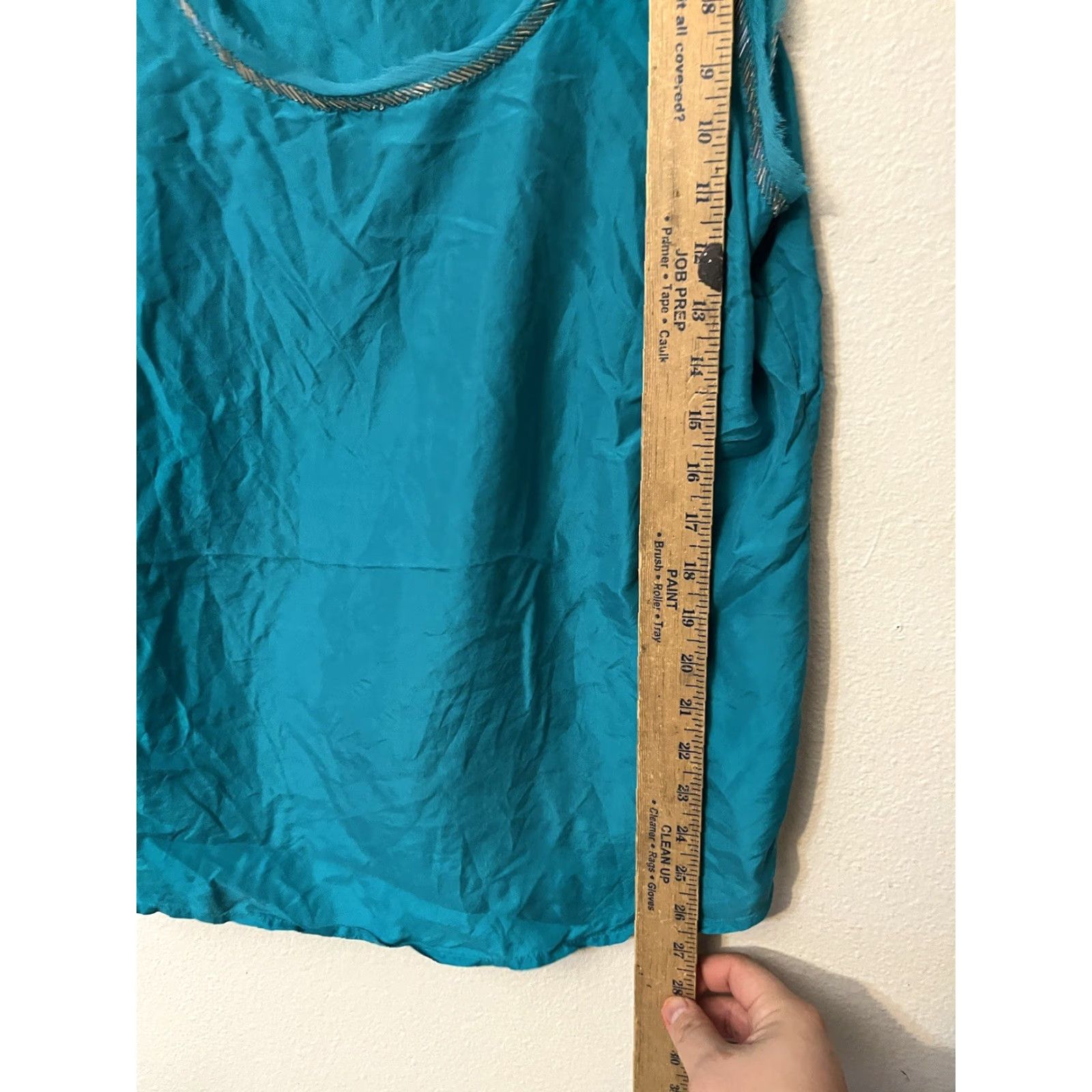 Ann Taylor LOFT Womens Green Silk Cami Tank Top Size Large Beads detail Tank Sleeveless Scoop Neck Vintage: No Size L / US 10 / IT 46 - 5 Thumbnail