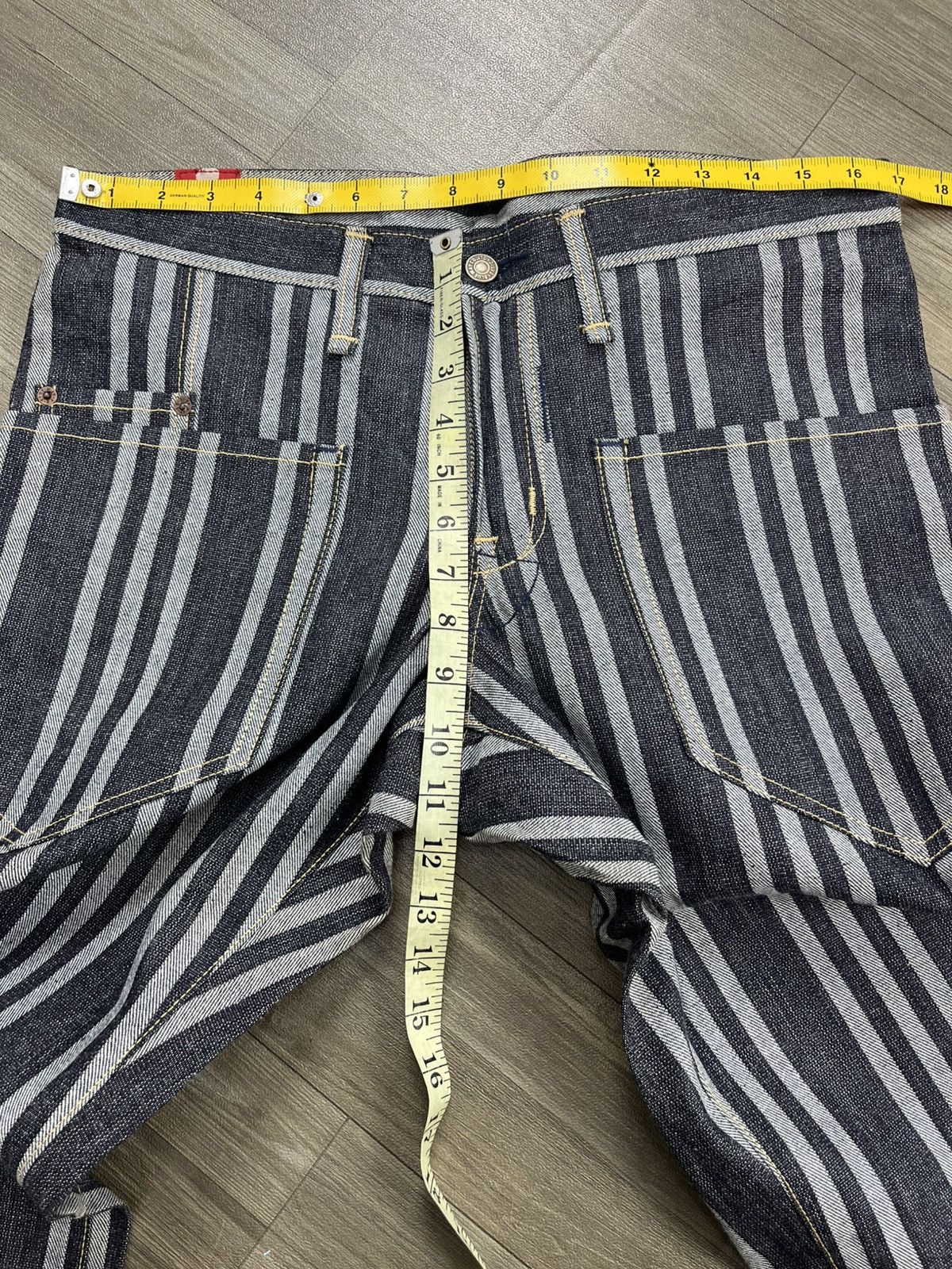 Japanese Brand Vintage Blue Way Japan Striped Indigo Denim Flared Jeans Size US 33 - 19 Thumbnail
