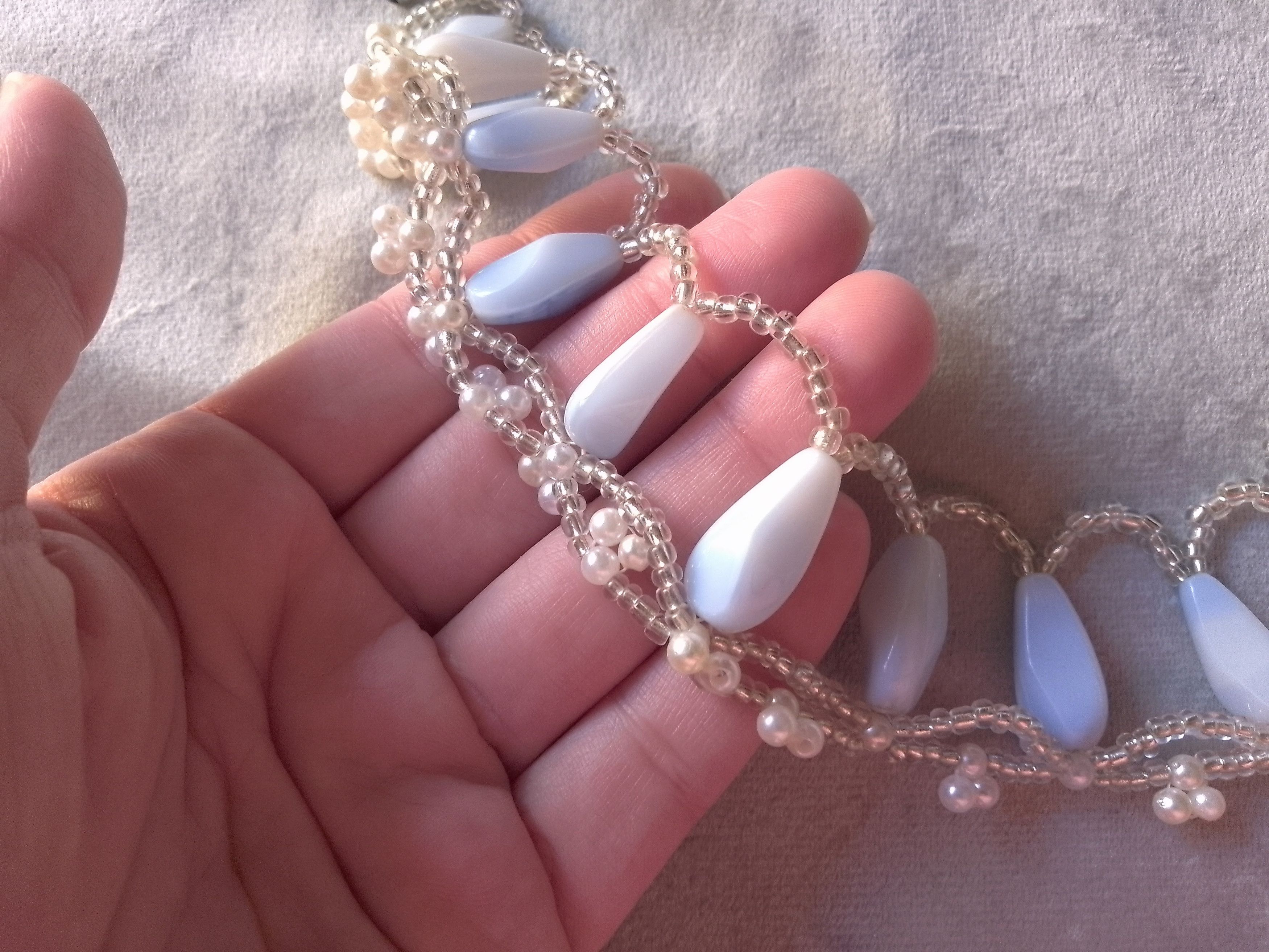 Handmade Necklace Tumbled Blue Quartz Stones Elegant Wedding Size ONE SIZE - 2 Thumbnail