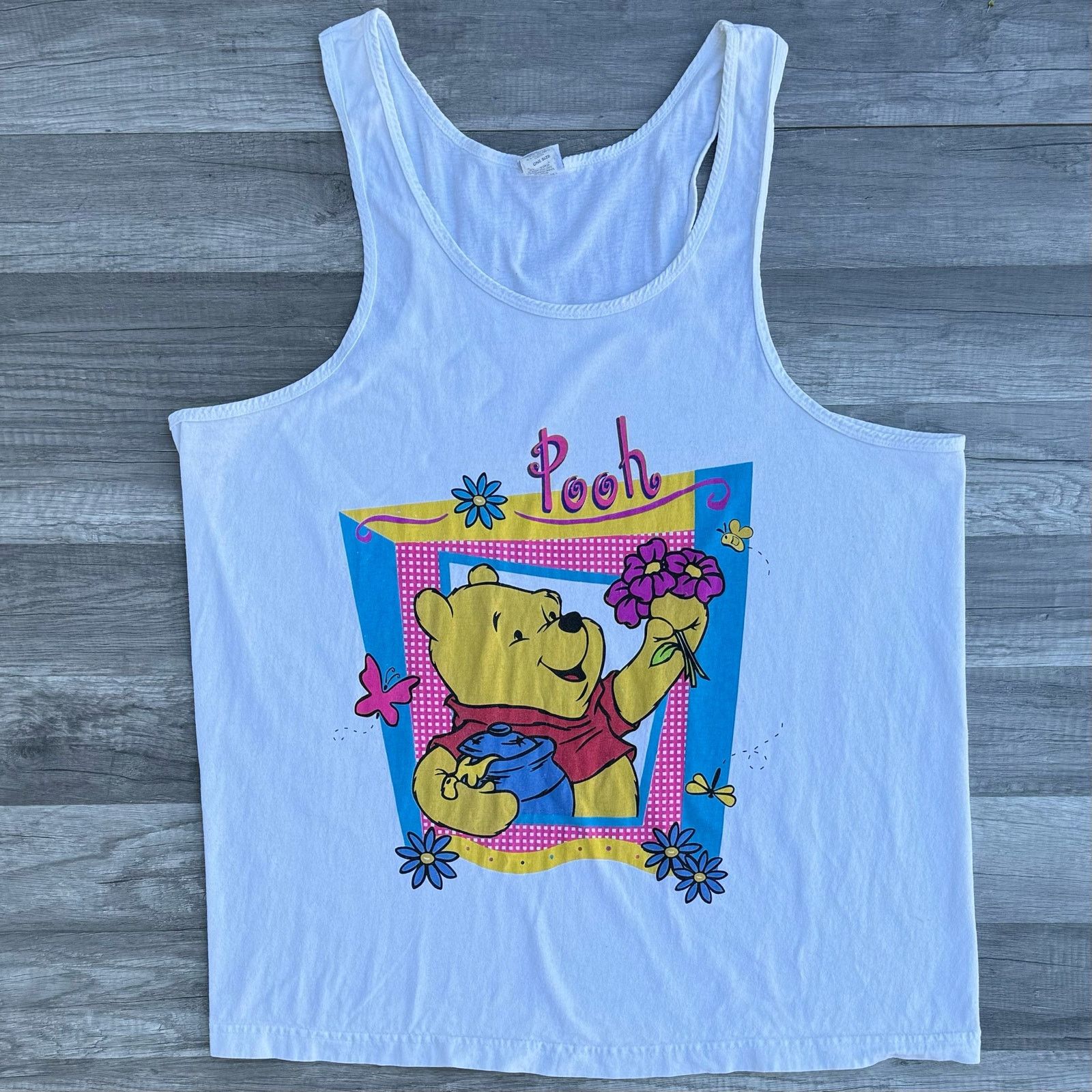 Disney Vintage Disney Pooh Graphic Tank Top White Size XXL / US 16-18 / IT 52-54 - 1 Thumbnail