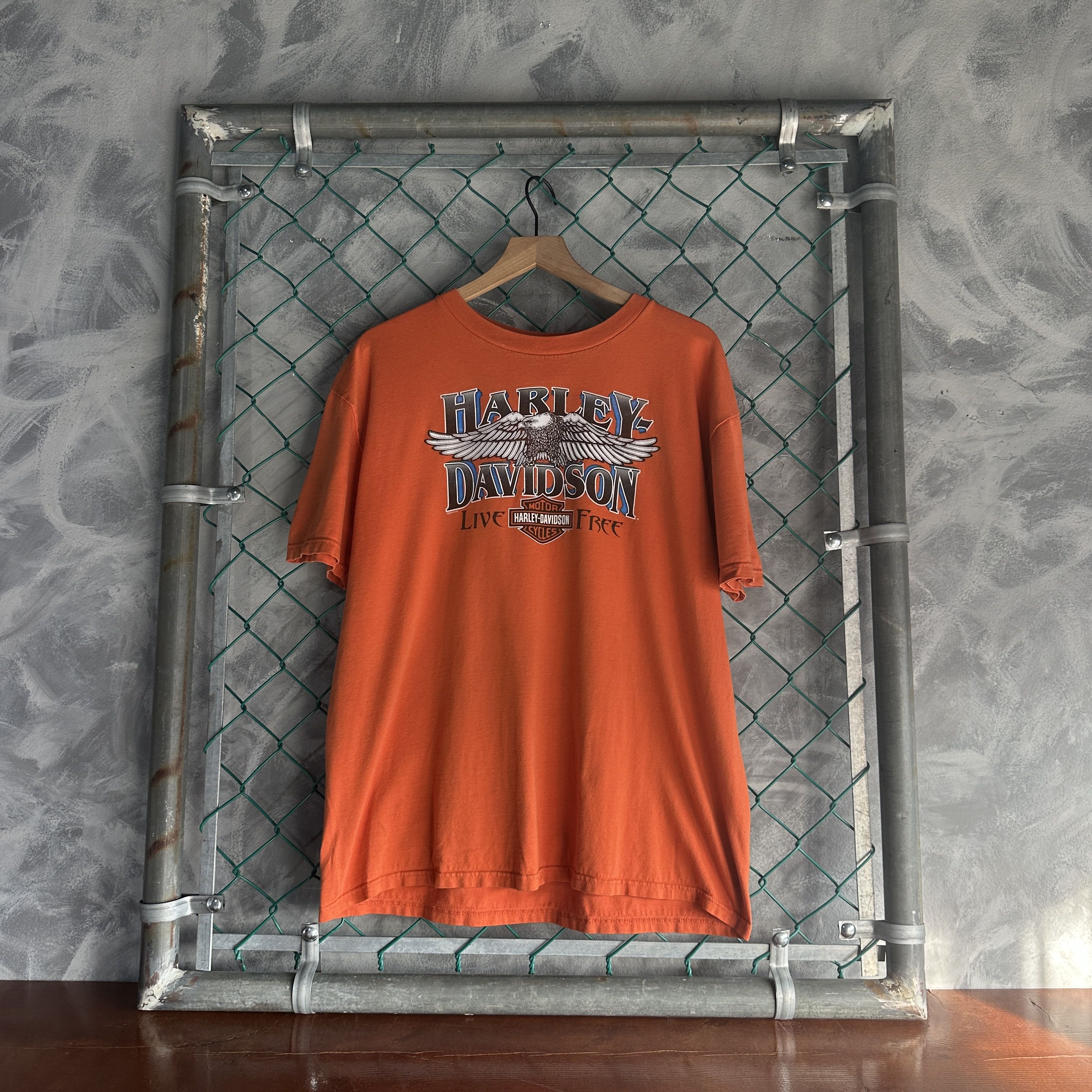 Harley Davidson Vintage Harley Davidson T Shirt Orange American Eagle Kuwait Size US XL / EU 56 / 4 - 1 Thumbnail