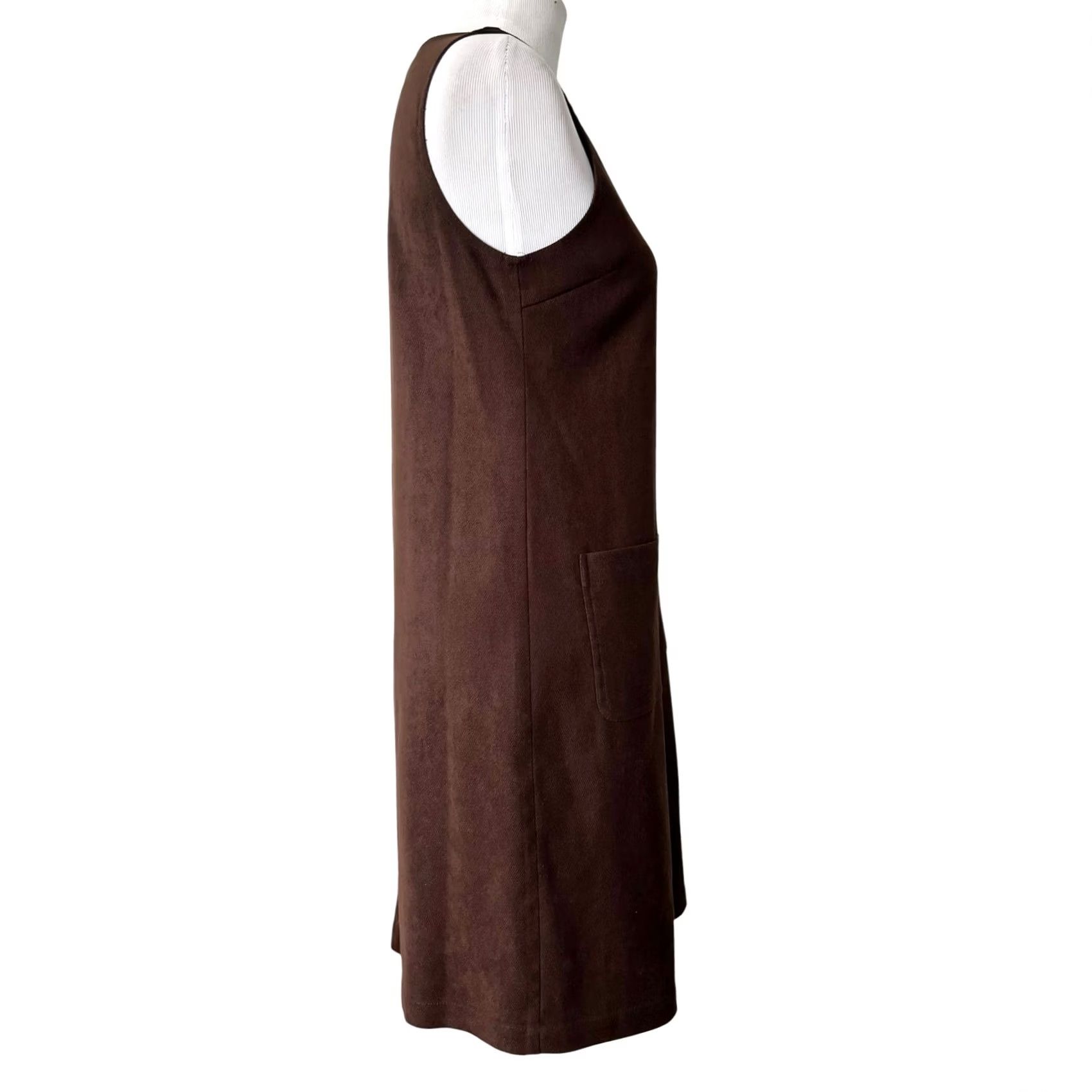 Talbots Talbots Sleeveless Shift Dress Brown Button Front Jumper Patch Pockets Womens 4 Size S / US 4 / IT 40 - 6 Thumbnail