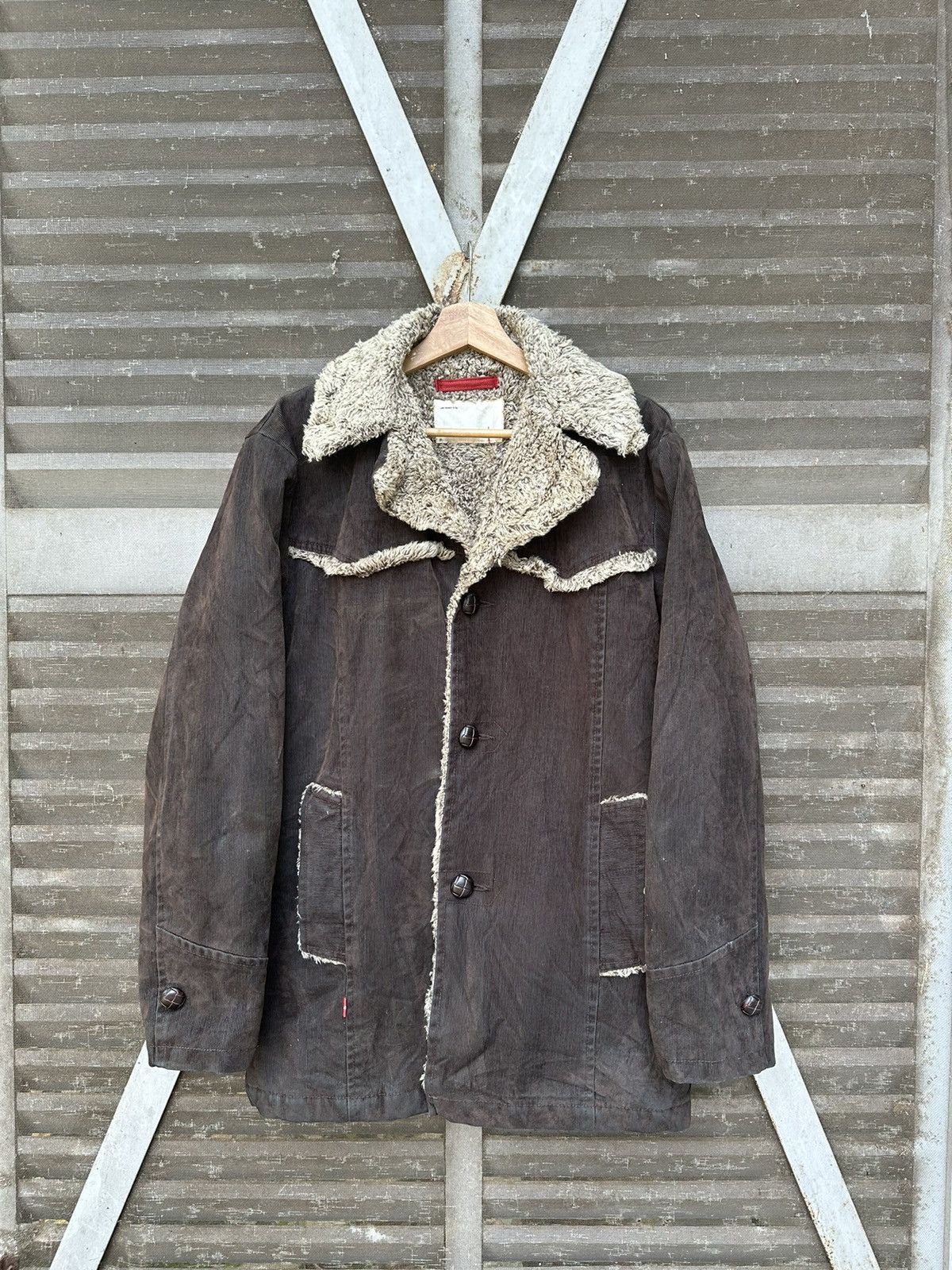 Levi's 👹Vintage Levis Brown Corduroy Fleece Lined Jacket Size US XL / EU 56 / 4 - 2 Thumbnail