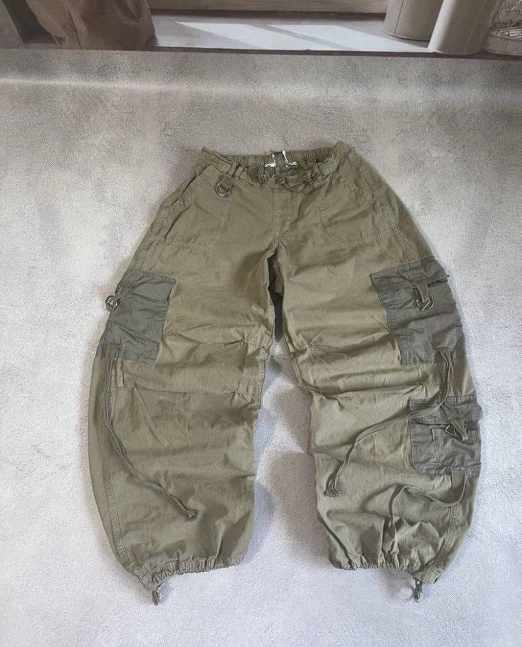 Pre-owned Avant Garde Y2k Cargo Bondage Baggy Ifsixwasnine Style Pants In Stone