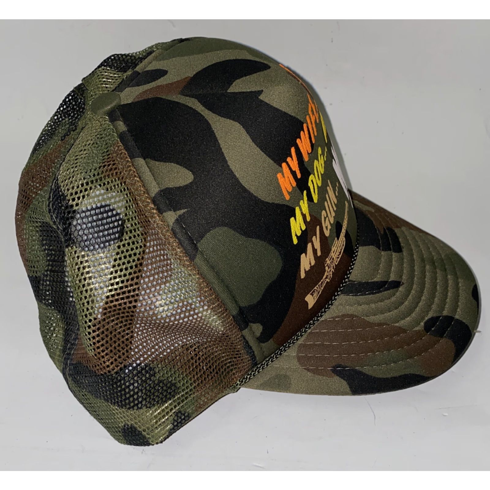 Vintage Cobra Cap Camouflage Adjustable Hat Mens Snapback "My Wife Yes My Dog Maybe My Gun Never" Size ONE SIZE - 3 Thumbnail