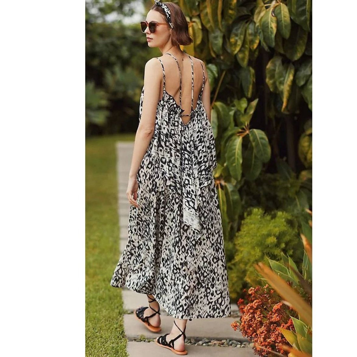 Anthropologie New Anthropologie Strappy Midi Dress $138 XXS B&W Cover-Up Size XXS / US 00 / IT 34 - 3 Thumbnail