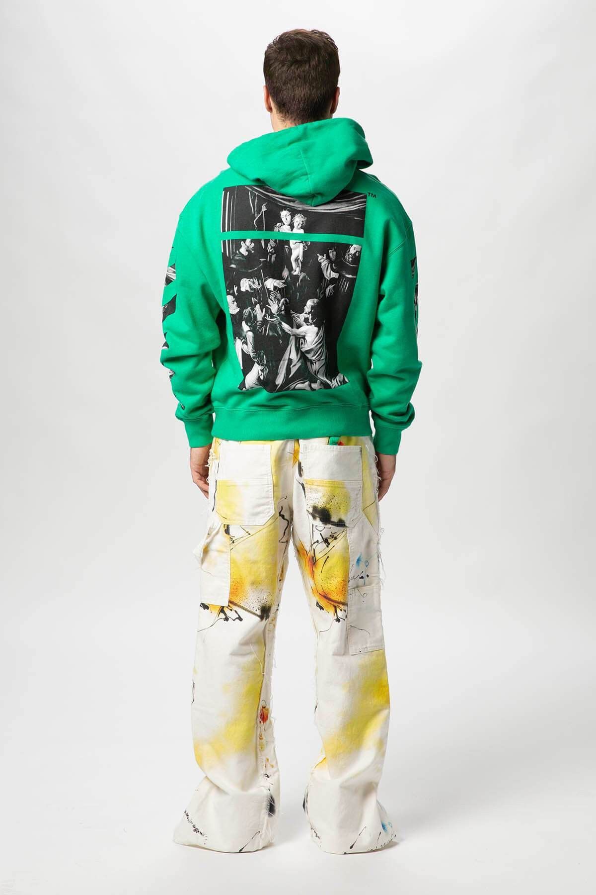 Off-White Green Caravaggio Diagonals Box Oversized Hoodie Size M / US 6-8 / IT 42-44 - 4 Thumbnail