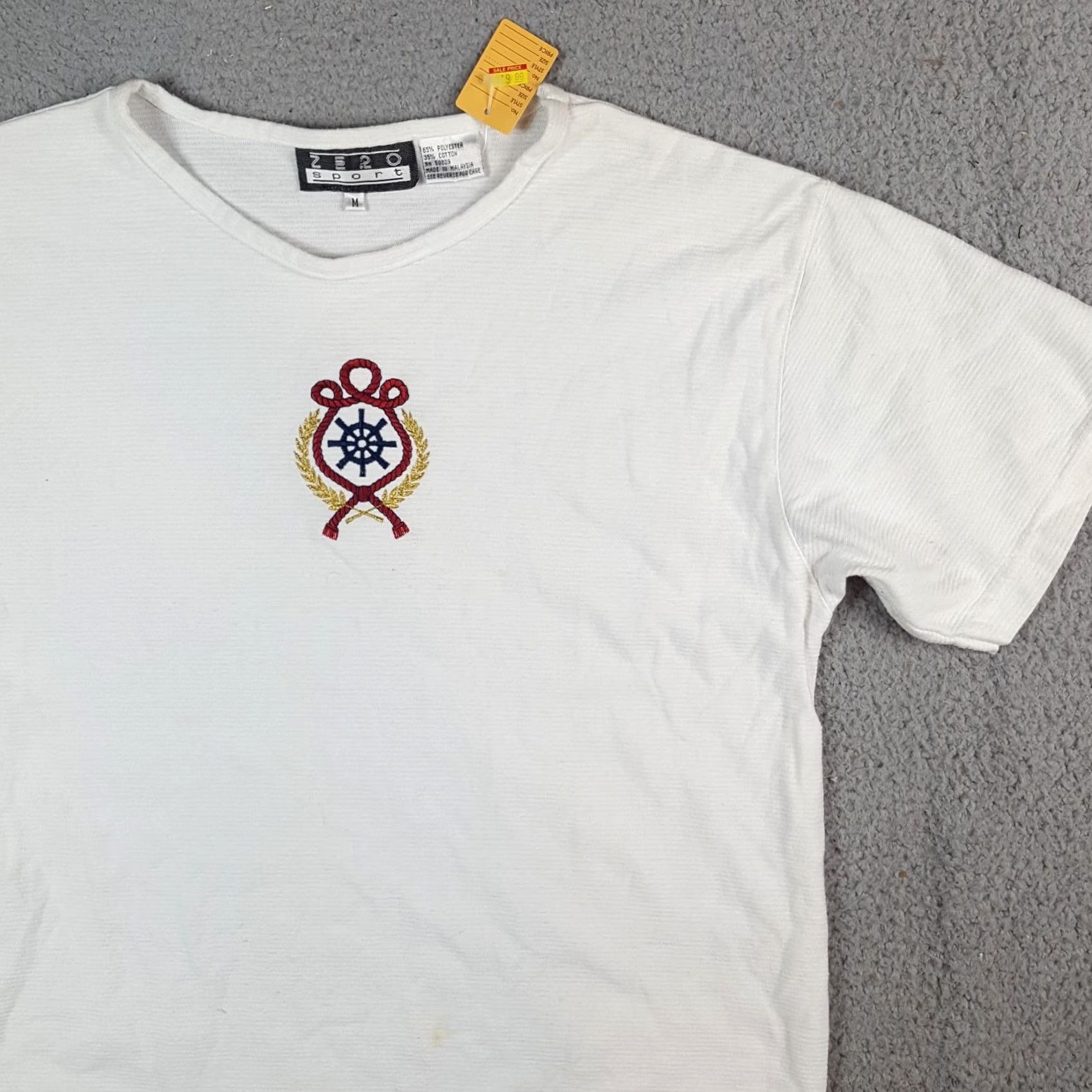 Vintage VINTAGE 90s Nautical Boat Women's Size M T-Shirt Top Short Sleeve Crew Neck Cotton Embroidered White Beach Shirt Mens? No Size M / US 6-8 / IT 42-44 - 2 Thumbnail
