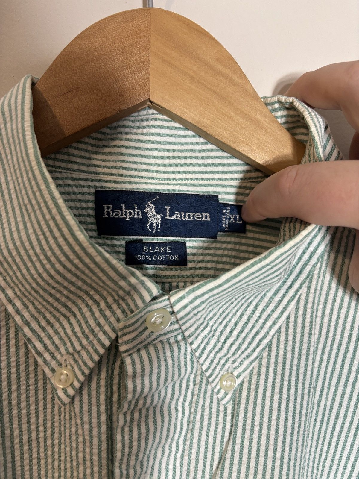 Polo Ralph Lauren Vtg Polo Ralph Lauren Blake Seersucker ShortSleeve Shirt XL Size US XL / EU 56 / 4 - 3 Thumbnail