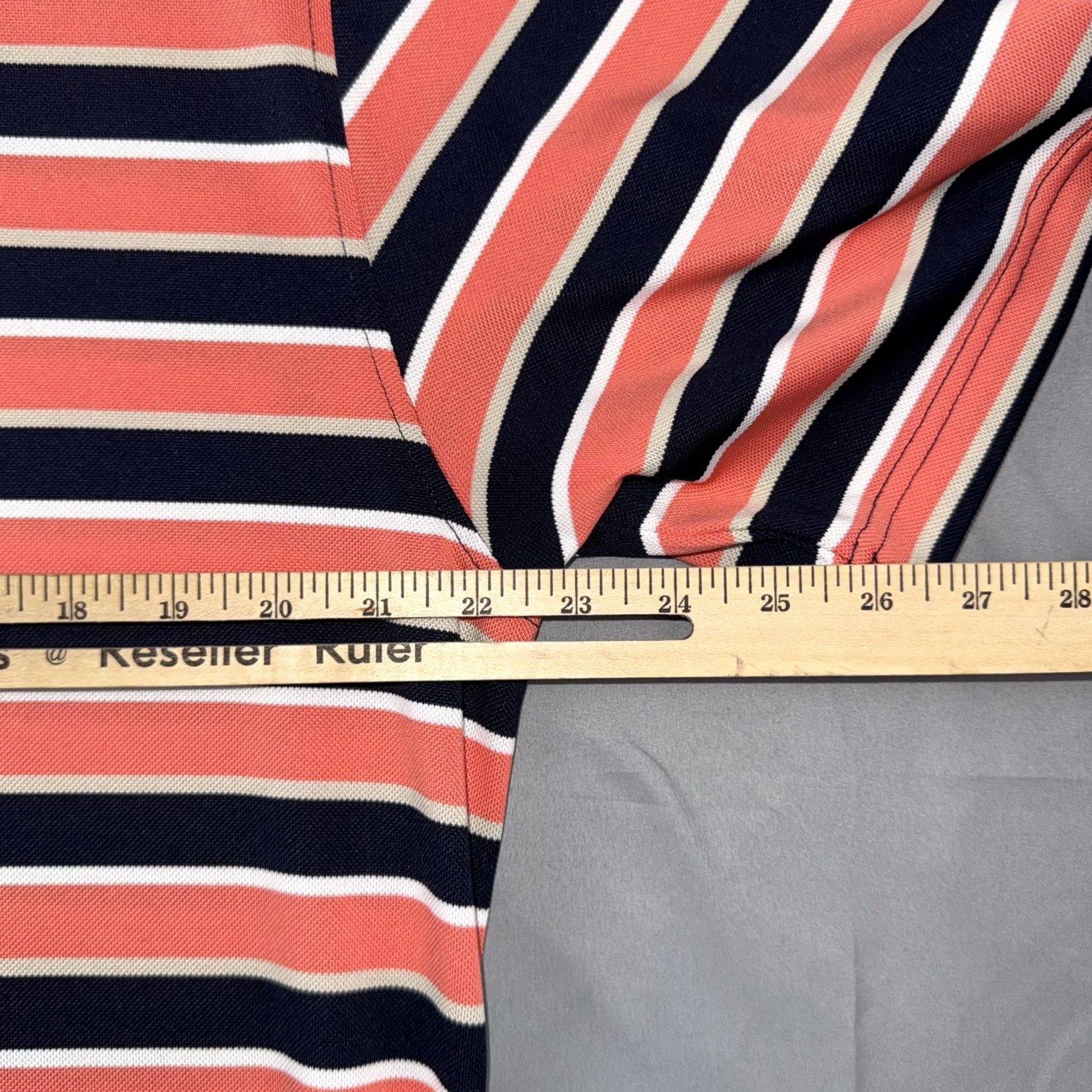 Footjoy FootJoy Polo Shirt Golf Athletic Fit Performance Mens Large Blue Stripe Size US L / EU 52-54 / 3 - 7 Thumbnail
