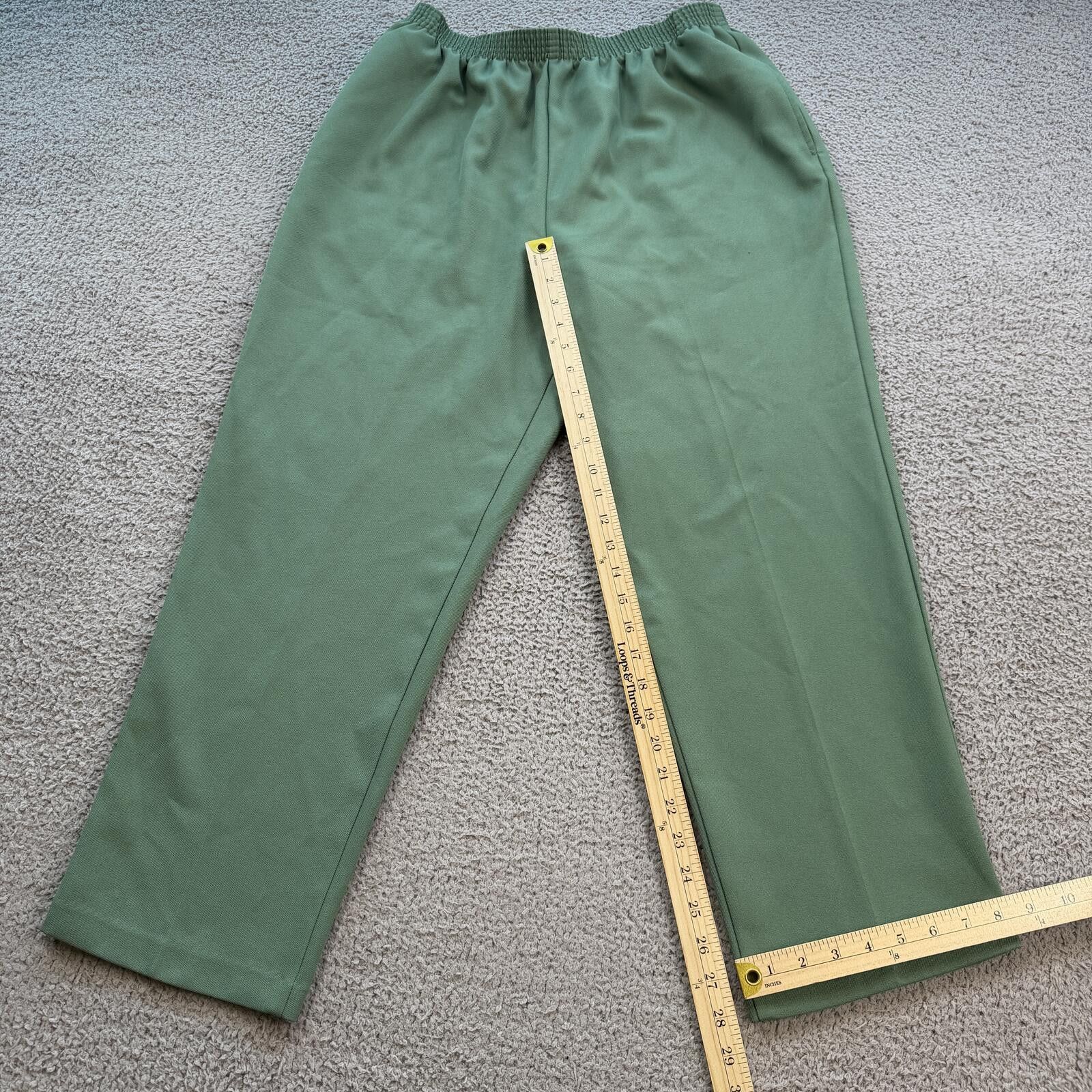 Other Vintage BonWorth Green Elastic Waist Petite Pants Womens L Size 36" / US 14 / IT 50 - 5 Thumbnail