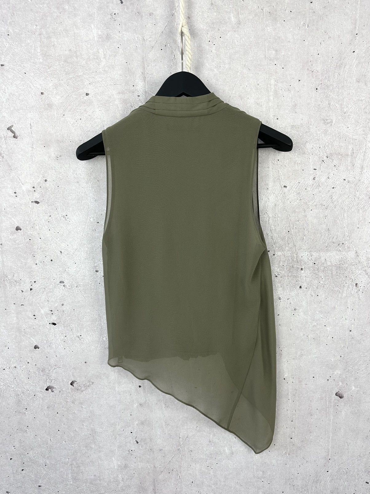 Allsaints × Designer Allsaints Abi Vik Khaki Asymmetrical Viscose Blouse Top Size S / US 4 / IT 40 - 5 Thumbnail