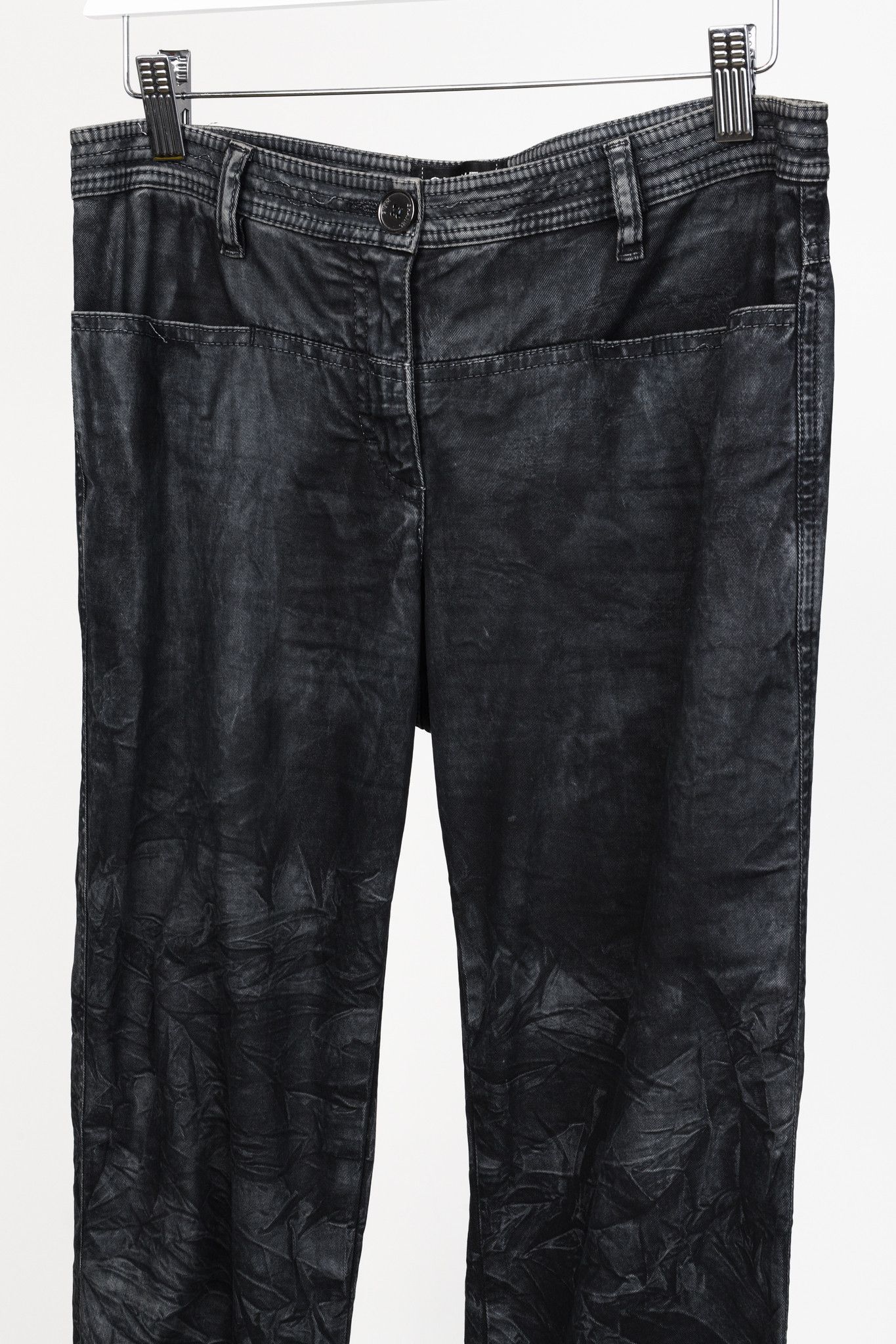 Chanel Chanel Black Grey Wrinkled "Distressed" Finish Bootcut Jeans Size 27" / US 4 / IT 40 - 3 Thumbnail