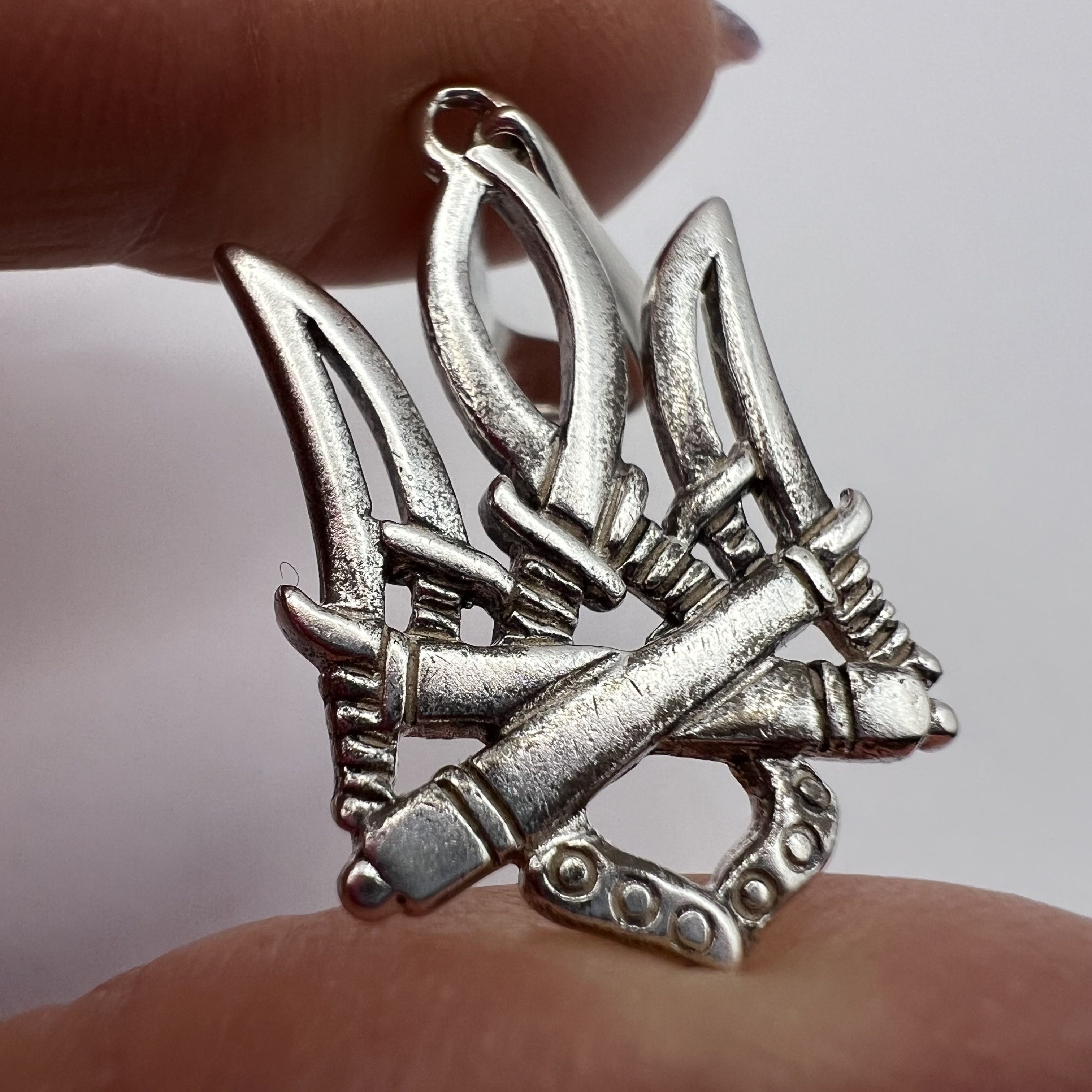 Sterling Silver Vintage 925 Sterling Silver Pendant Trident Symbol 3.4g Size ONE SIZE - 8 Thumbnail