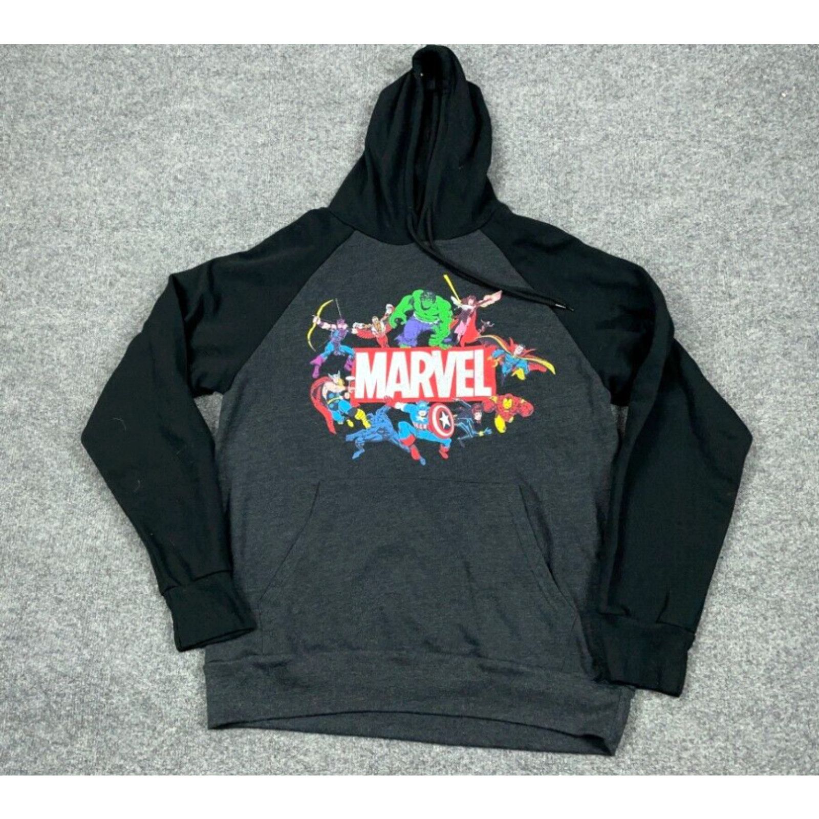 Vintage Marvel Comics Collage Print Hoodie Sweatshirt Adult Medium Black Hulk Spider Man Grailed