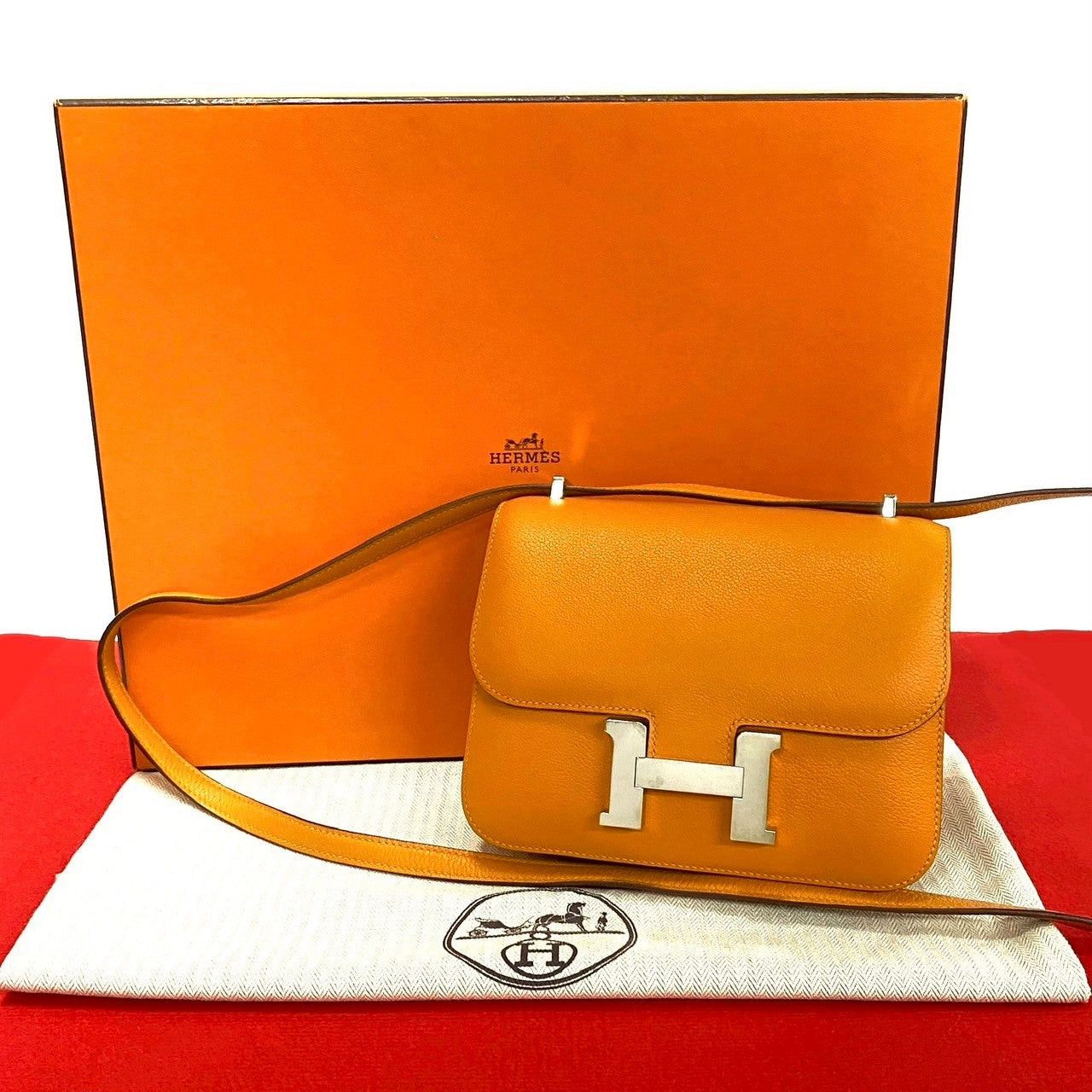 Hermes Hermes Shoulder Bag Orange Leather Size ONE SIZE - 1 Thumbnail